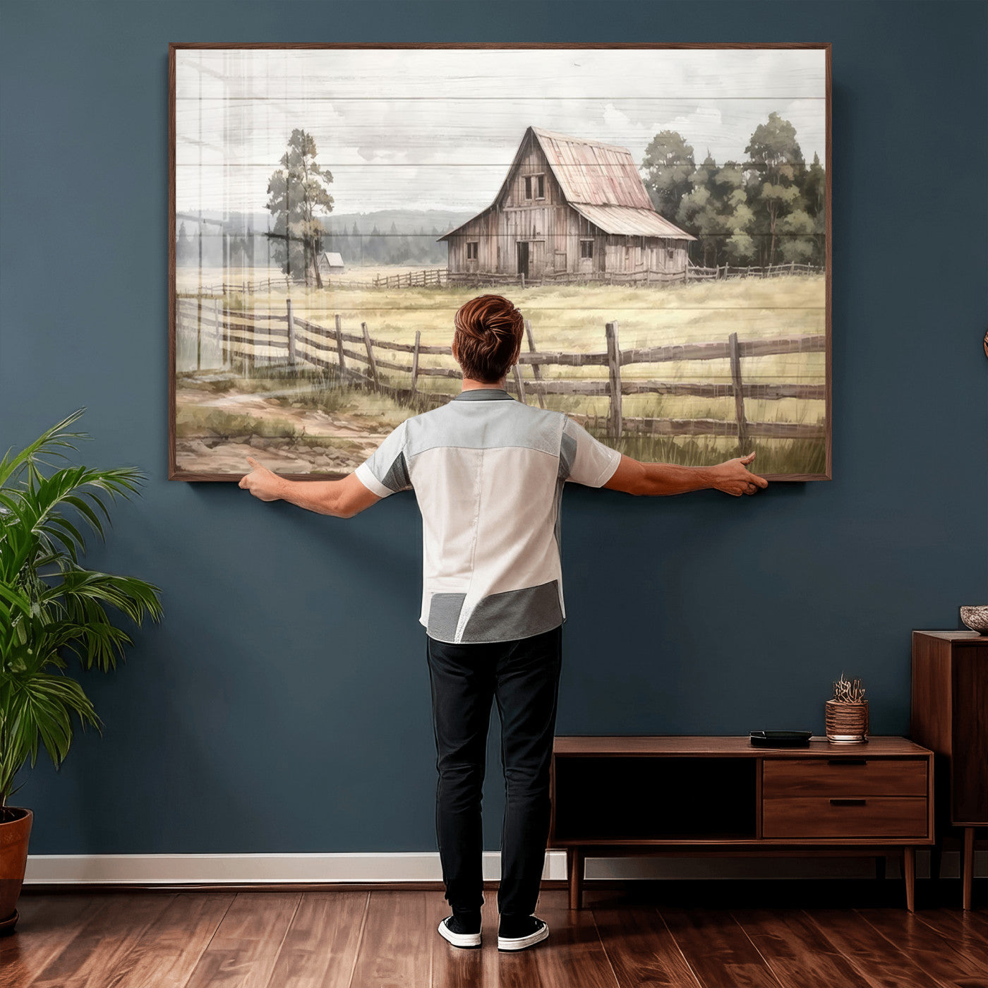 87489-MGV-CV-36X24 - Rustic Farmhouse Barn Wall Art | Framed Gallery Wrap Barn Giclee Canvas Print for Farmhouse Decor