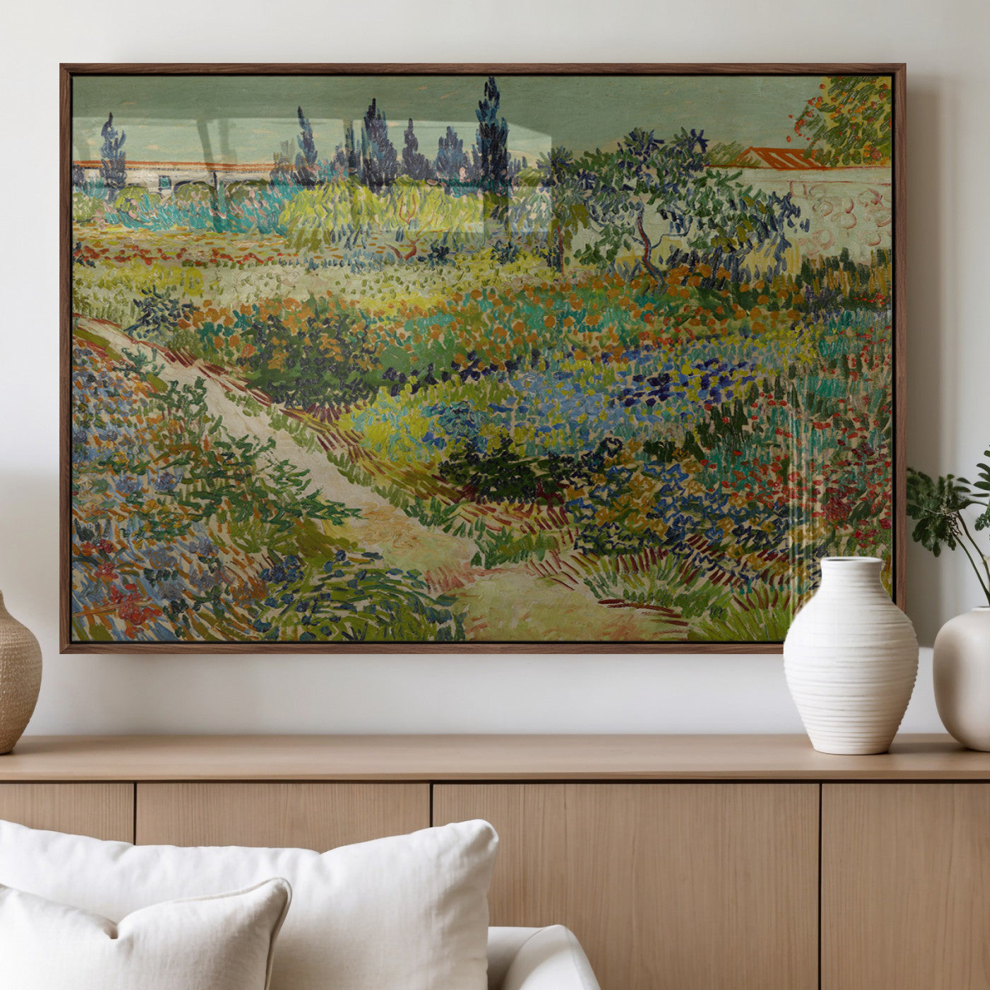 96965-MGV-FP-36X24-3P_Walnut-Vincent van Gogh Garden at Arles Wall Art Canvas Print