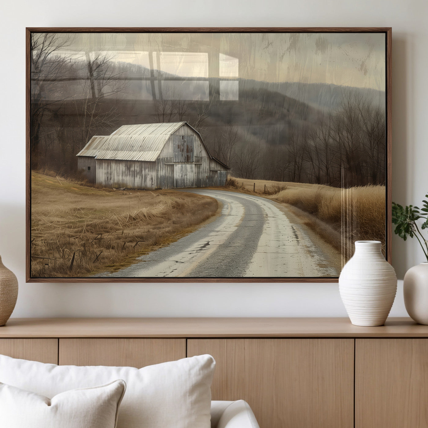 10376-MGV-FP-36X24-3P_Walnut-Vintage Barn for Farmhouse Wall Decor Canvas Print