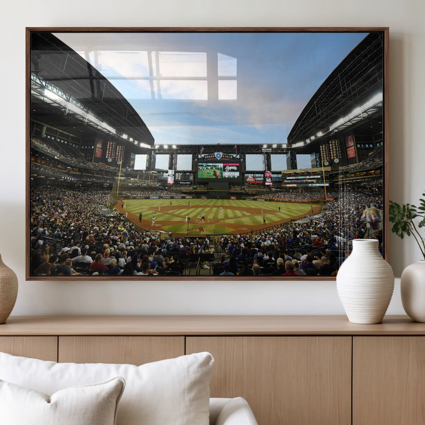 92672-MGV-FP-36X24-3P_Walnut-Arizona Diamondbacks Team Print - Phoenix Chase Field Stadium Wall Art Canvas Print