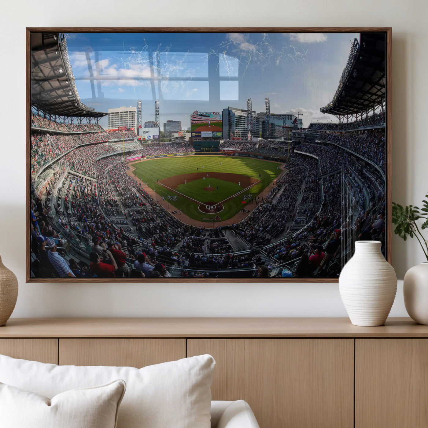 78608-MGV-FP-36X24-3P_Walnut-Truist Park Stadium Canvas Wall Art - Atlanta Braves Game Day Exclusive Decor