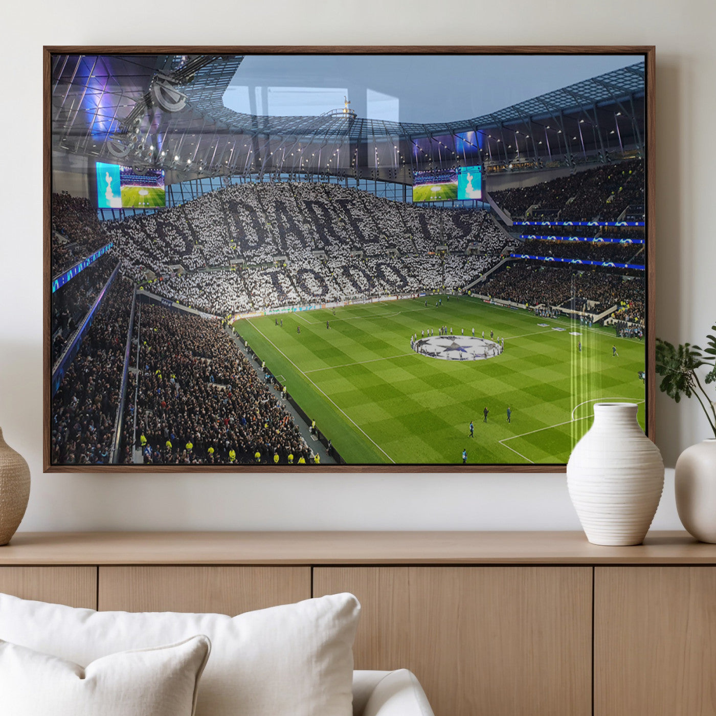 38765-MGV-FP-36X24-3P_Walnut-Tottenham Hotspur Stadium Canvas Print, Match Day Triple Canvas Wall Art - Premier League Football