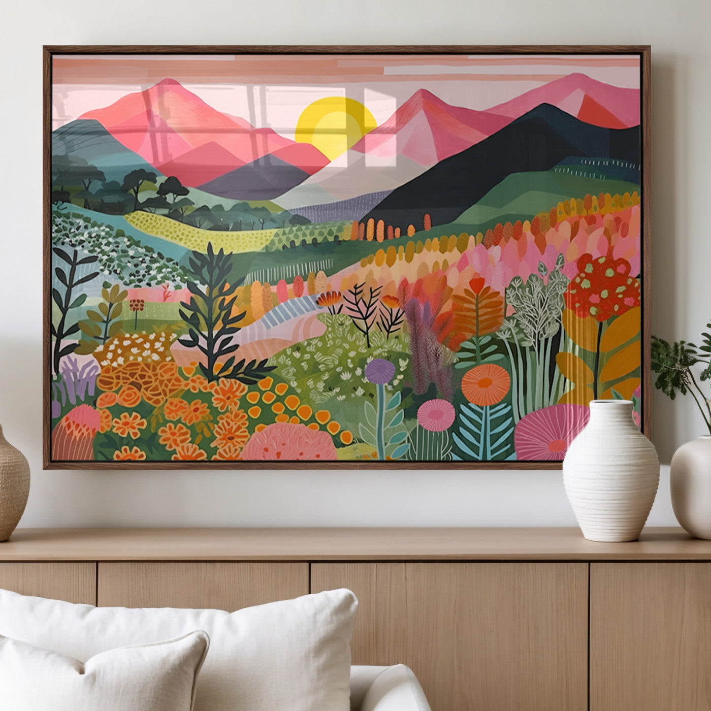 36236-MGV-FP-36X24-3P_Walnut-Yayoi Kusama 1986 Wall Art Print – Yayoi Kusama Wabi Sabi Japanese Wall Art Print - Vibrant Abstract