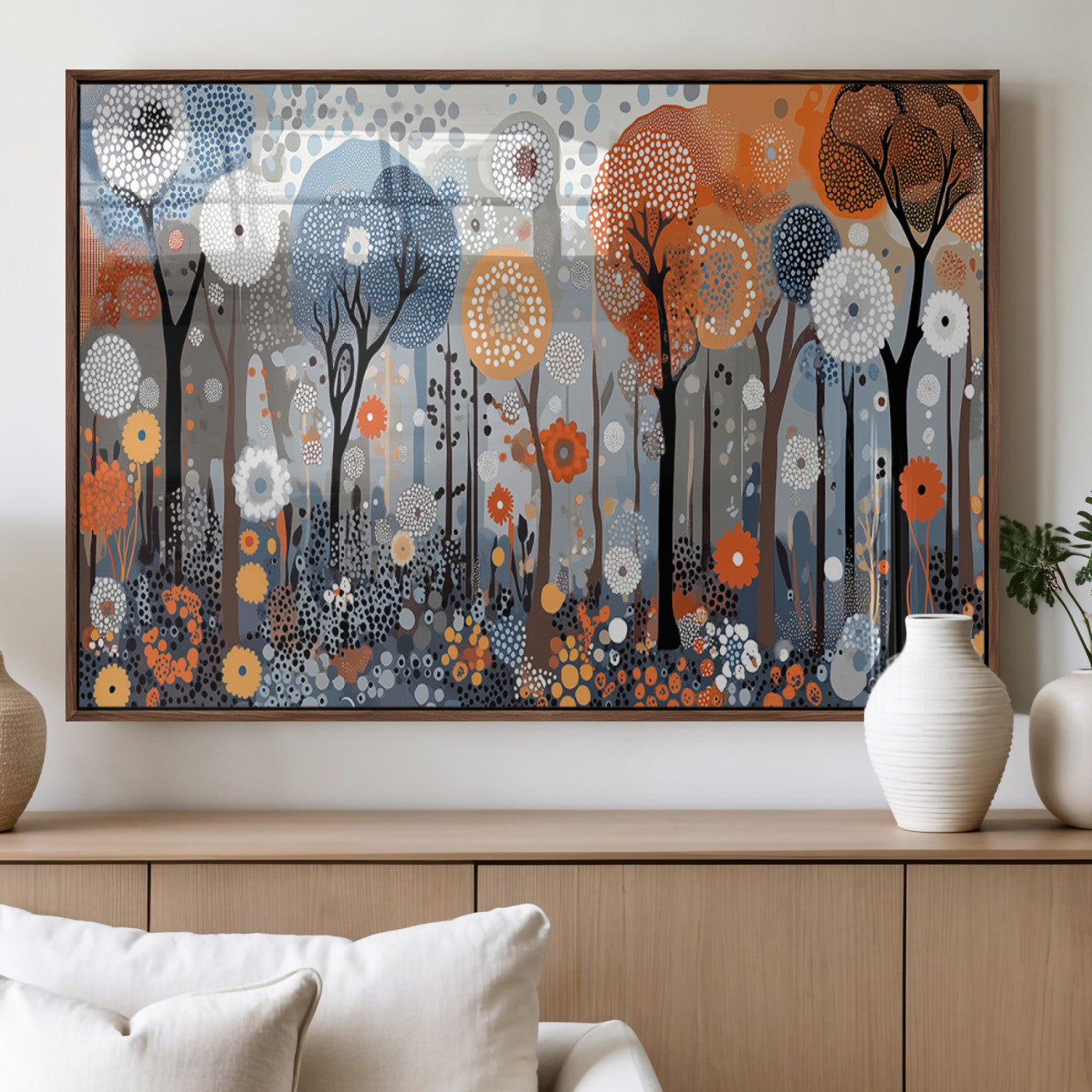 48857-MGV-FP-36X24-3P_Walnut-Abstract Winter Landscape Canvas Wall Art Print - Large Colorful Nature Wall Decor