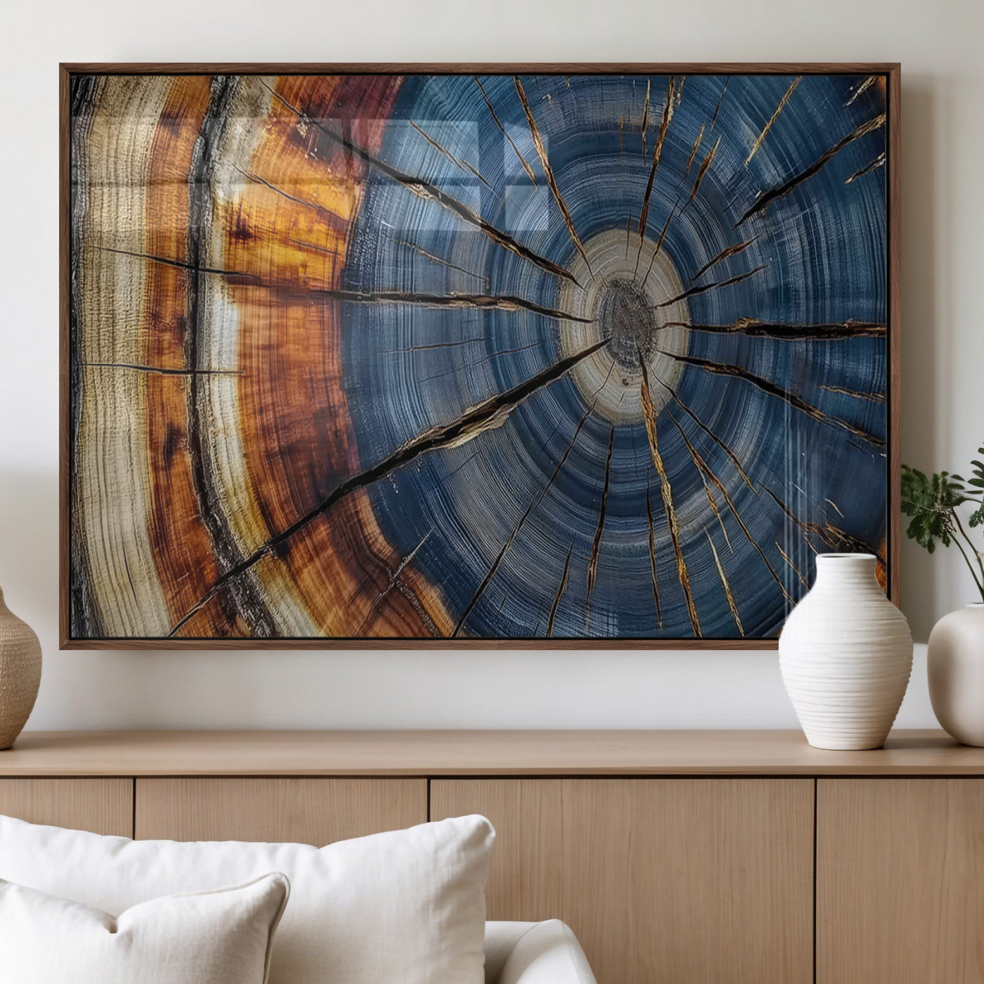 10583-MGV-FP-36X24-3P_Walnut-Abstract Tree Rings Canvas Wall Art - Wood Grain Canvas Print - Nature-Inspired Modern Wood Grain
