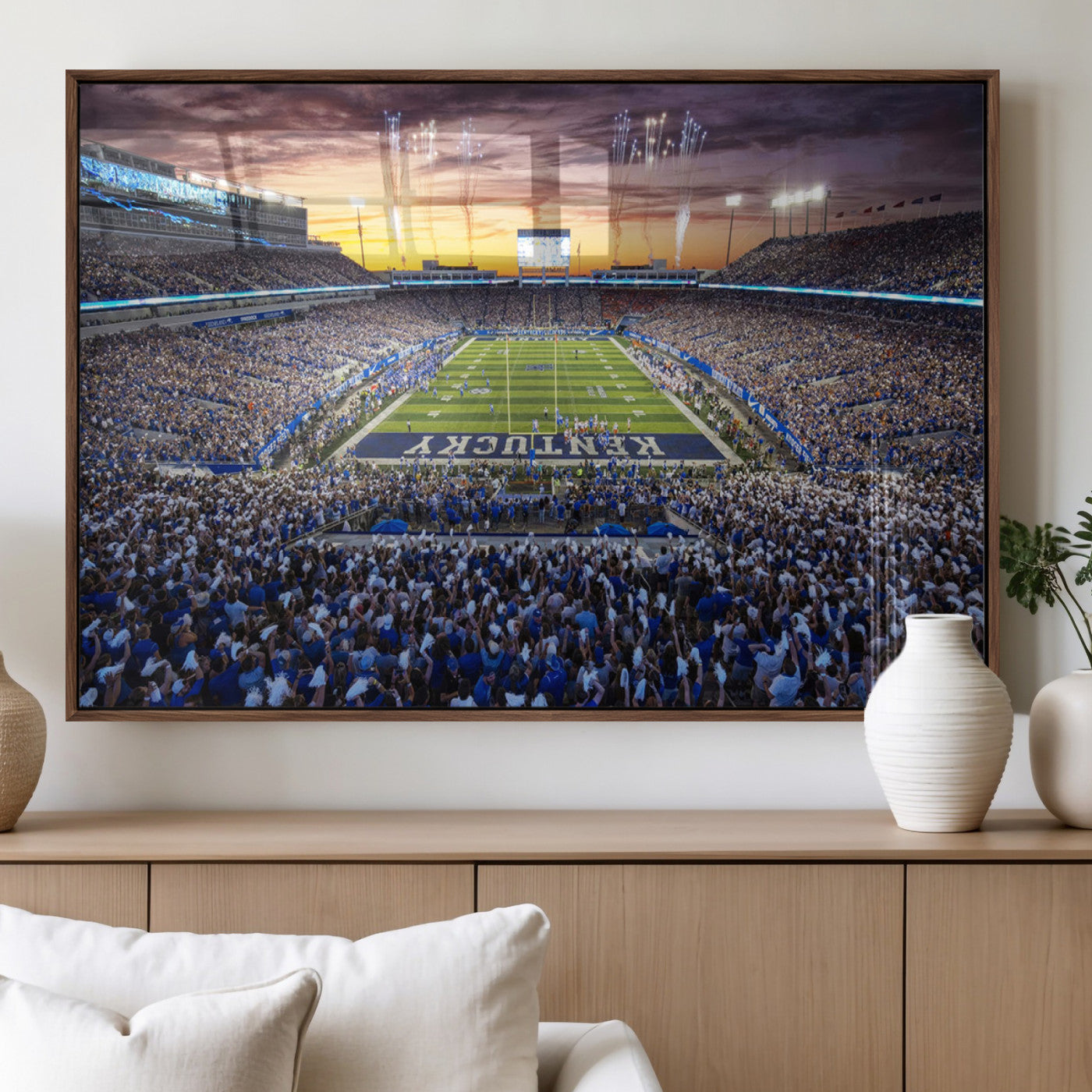 78524-MGV-FP-36X24-3P_Walnut-Kroger Field Wall Art Print - Kentucky Stadium Wall Art Print - Sunset Football Stadium Wall Decor -