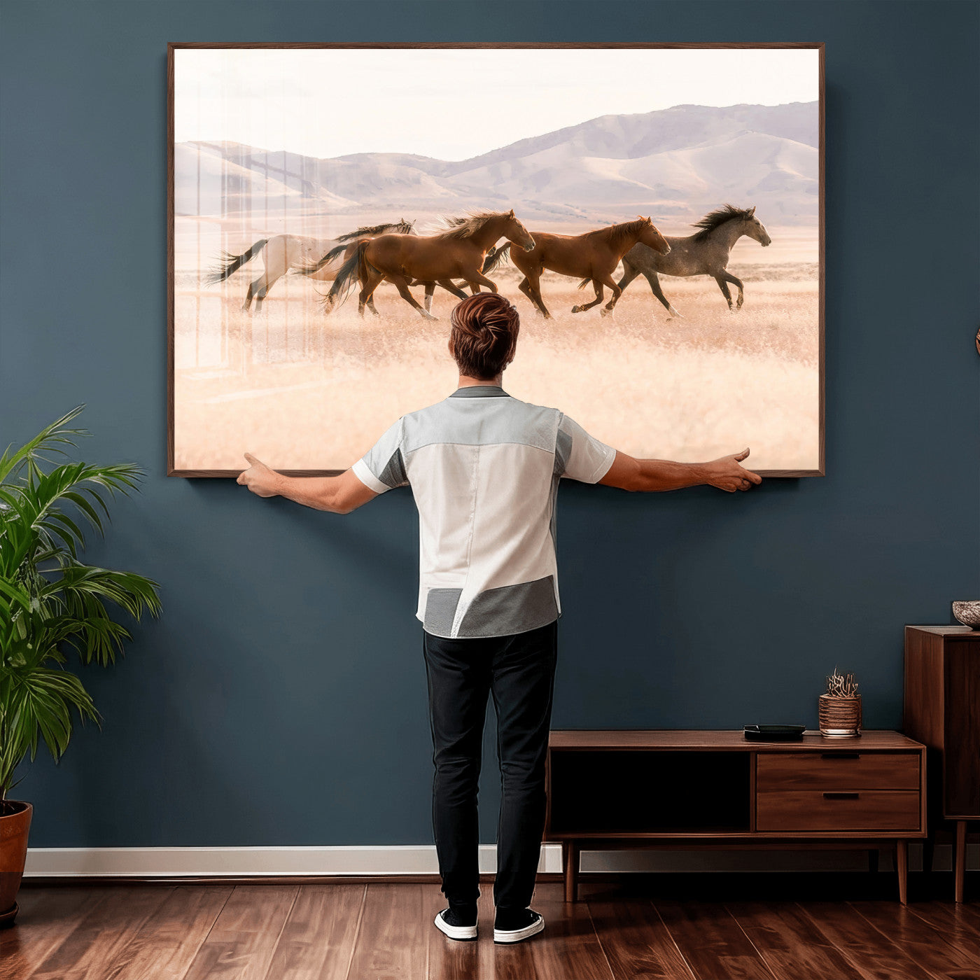 HORSESH-MGV-CV-36X24 - Wild Horses Wall Art – Running Freedom Canvas Print, Graceful Movement, Outdoor Landscape, Nature’s Power and Spirit, Home or Office Decor