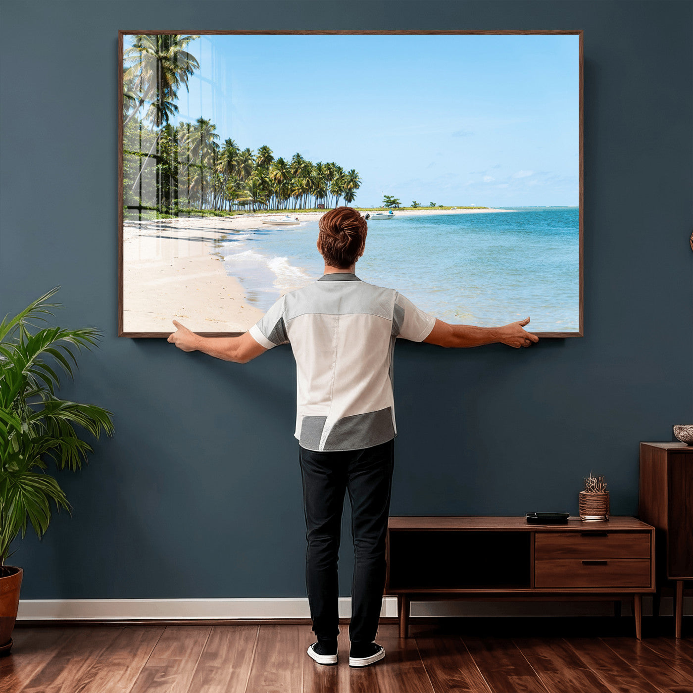 37858872-MGV-CV-36X24 - Palm Tree Paradise Coastal Wall Art – Beach Scene and Ocean Breeze Canvas Print Tranquil Tropical Shore Decor for Living Room, Bedroom or Office
