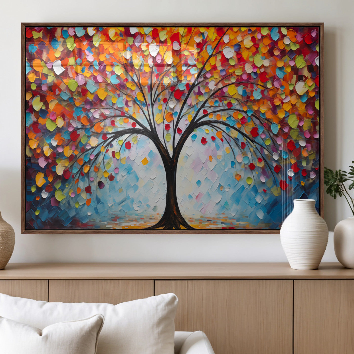 HS2447-MGV-FP-36X24-3P_Walnut-Vibrant Tree of Life Canvas Wall Art – Colorful Abstract Nature in Modern Decor - Ready to Hang