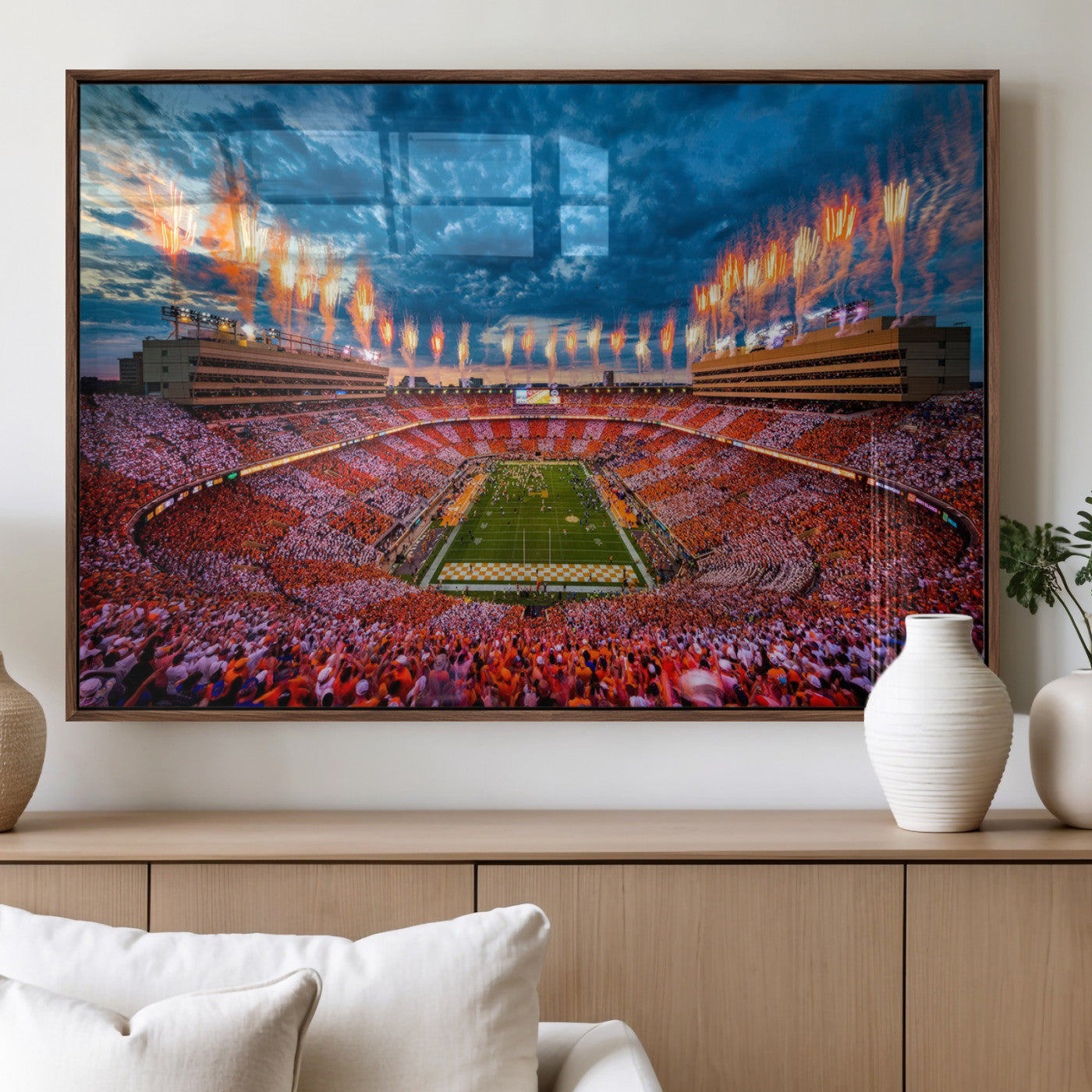 94266219-MGV-FP-36X24-3P_Walnut-Tennessee Neyland Stadium Wall Art, Sports Arena Canvas Print, Panoramic Stadium Artwork for Home, Office