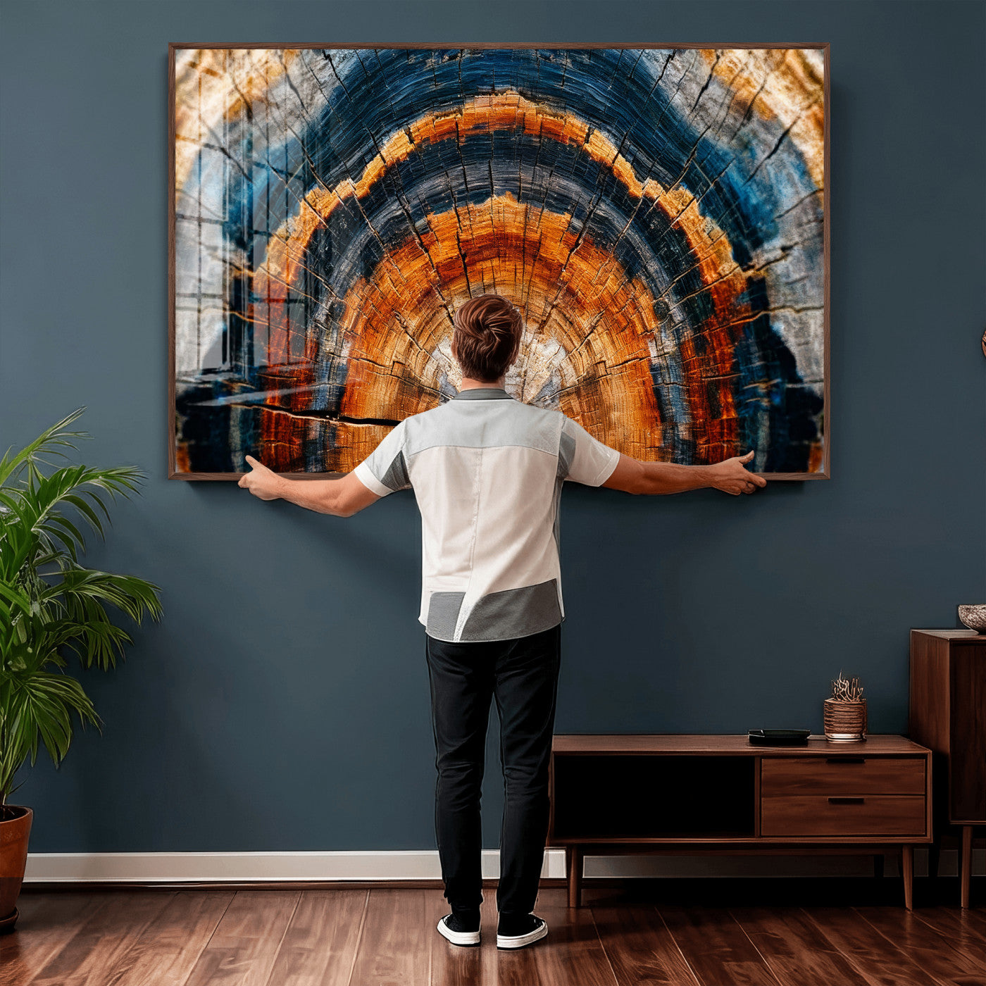 92693966N-MGV-CV-36X24 - Abstract Wood Grain Canvas Print, Tree Ring Pattern Wall Art, Framed Canvas Ready to Hang