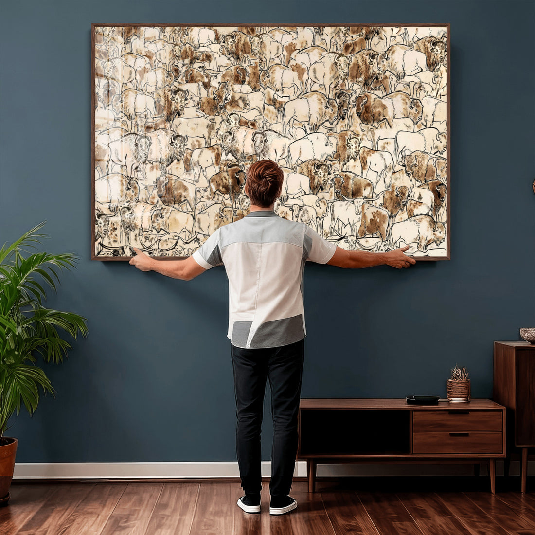 Farmhouse Animals Print, Abstract Farm Animal Drawing, Mid-Century Wall Art for Cabin Decor