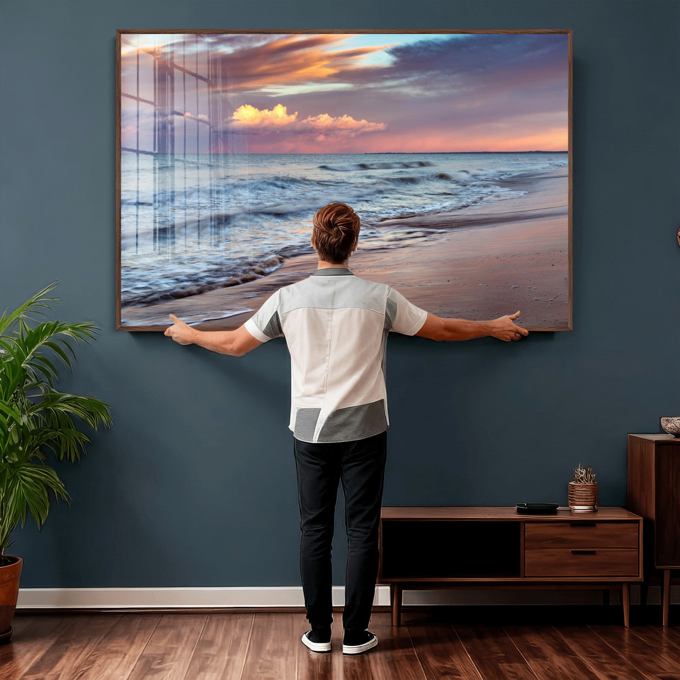 67765254-MGV-CV-36X24 - Ocean Sunset Wall Art Canvas Print – Coastal Beach Photography Artwork Print for Living Room, Bedroom, and Relaxing Home Decor