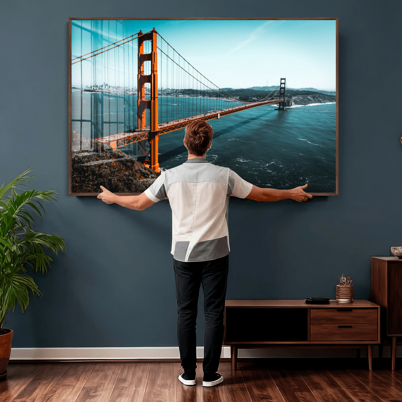 73996404-MGV-CV-36X24 - Golden Gate Bridge Wall Art Canvas Print – San Francisco Landmark Photography Artwork Print for Living Room, Office, and Modern Decor