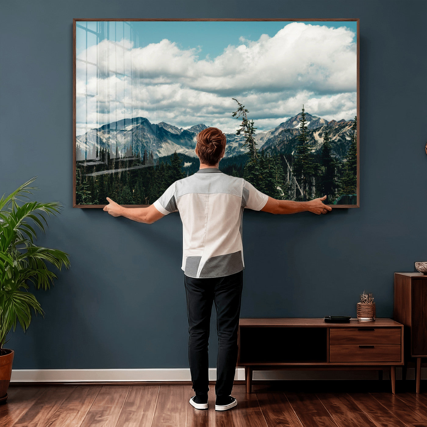 30416773-MGV-CV-36X24 - Mountain Forest Wall Art Canvas Print, Alpine Pine Tree Landscape Photography, Scenic Wilderness Mountain View, Nature Wall Decor