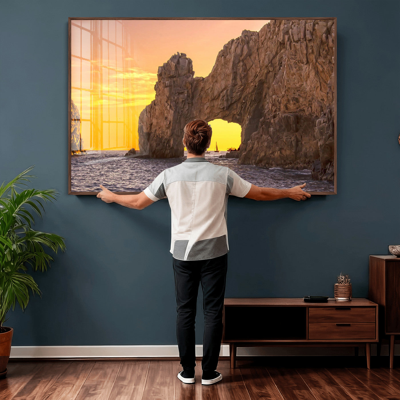 66414515-MGV-CV-36X24 - El Arco Cabo San Lucas Ocean Arch Wall Art Canvas Print, Baja California Rock Arch Seascape Canvas Print, Mexico Coastal Landmark Scenic Art Printing