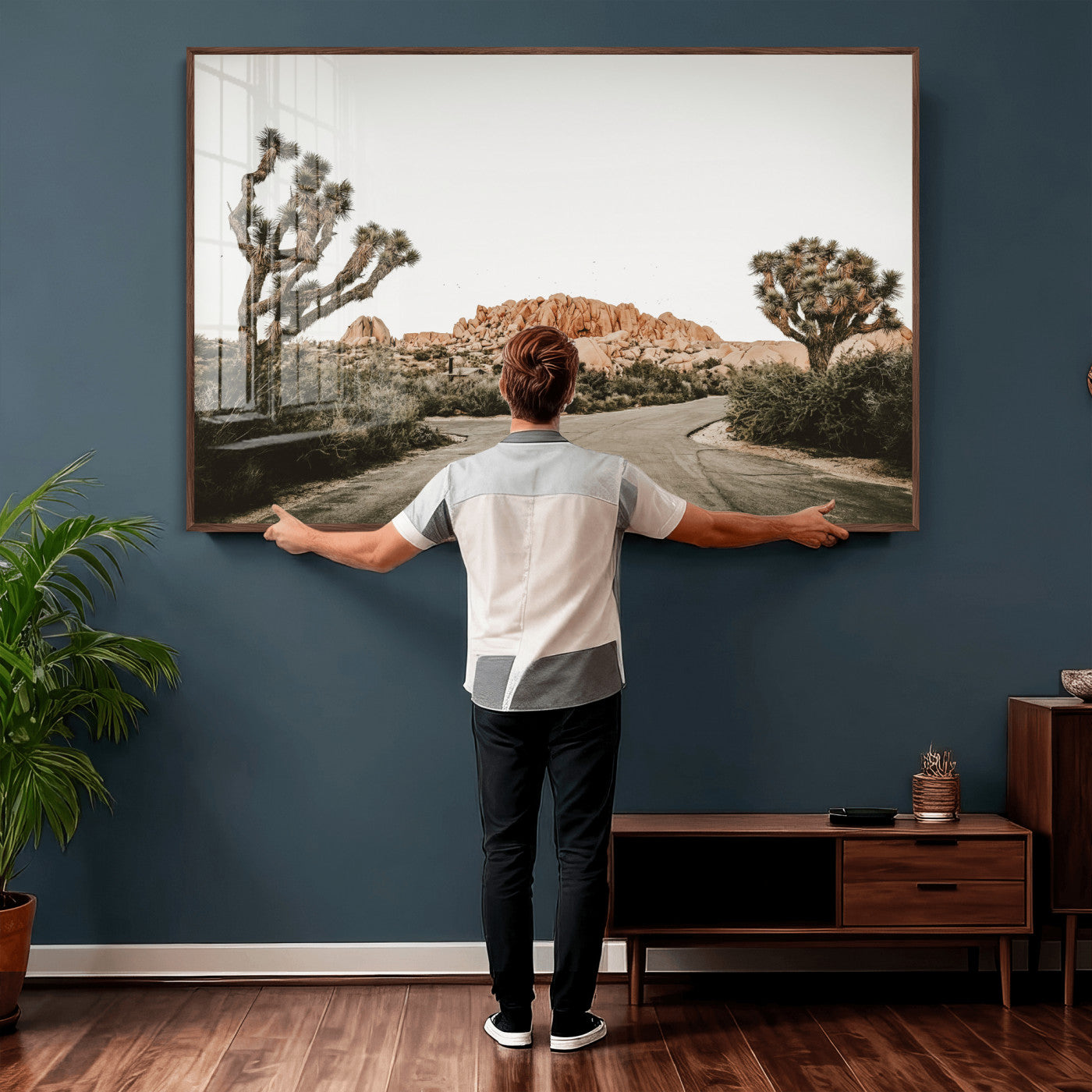 97248544-MGV-CV-36X24 - Joshua Tree Desert Wall Art Canvas Print, Minimal Southwestern Landscape Nature Wall Decor for Modern and Boho Interiors