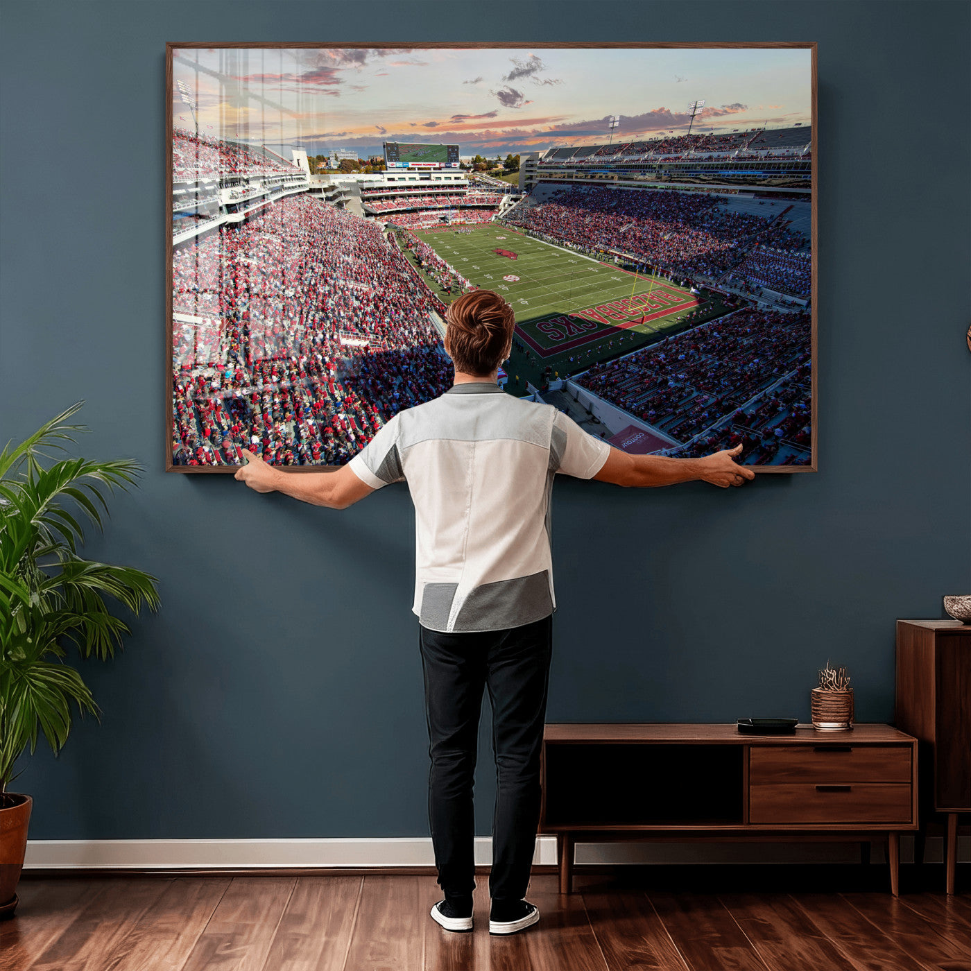 46571211-MGV-CV-36X24 - Donald W. Reynolds Razorback Stadium Wall Art Canvas Print – Arkansas Razorbacks Football Artwork for Home, Office, and Sports Room Decor