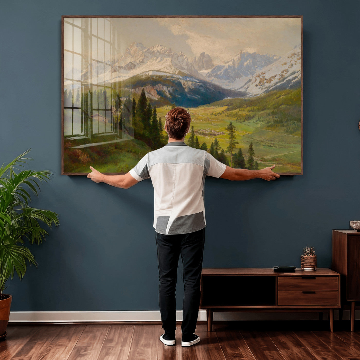 60864994-MGV-CV-36X24 - Konrad Petrides View From Mount Helm Wall Art Canvas Print - Watercolor Sexten and the Sextener Sonnenuhr Art Canvas Print