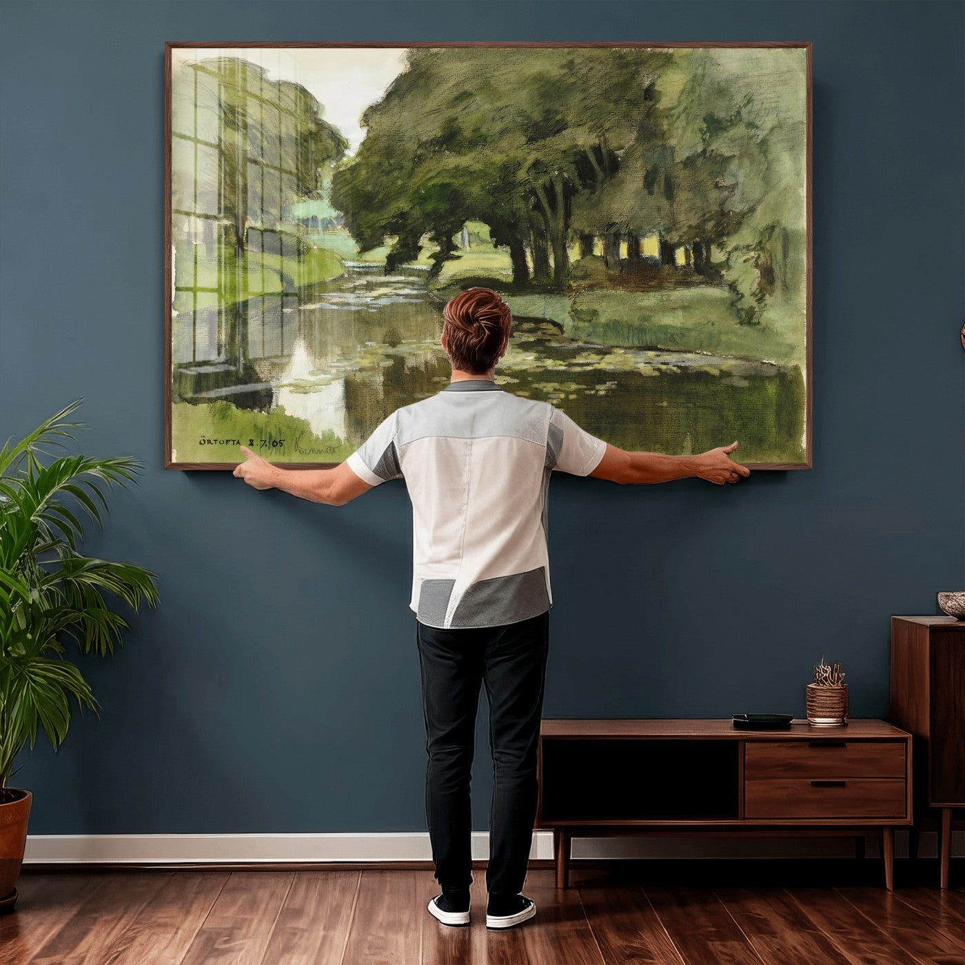 54446767-MGV-CV-36X24 - Anders Zorn Watercolor Canvas Print, Örtofta 1905 Swedish River Landscape, Impressionist Nature Art, Scandinavian Wall Decor, Plein Air Painting Print