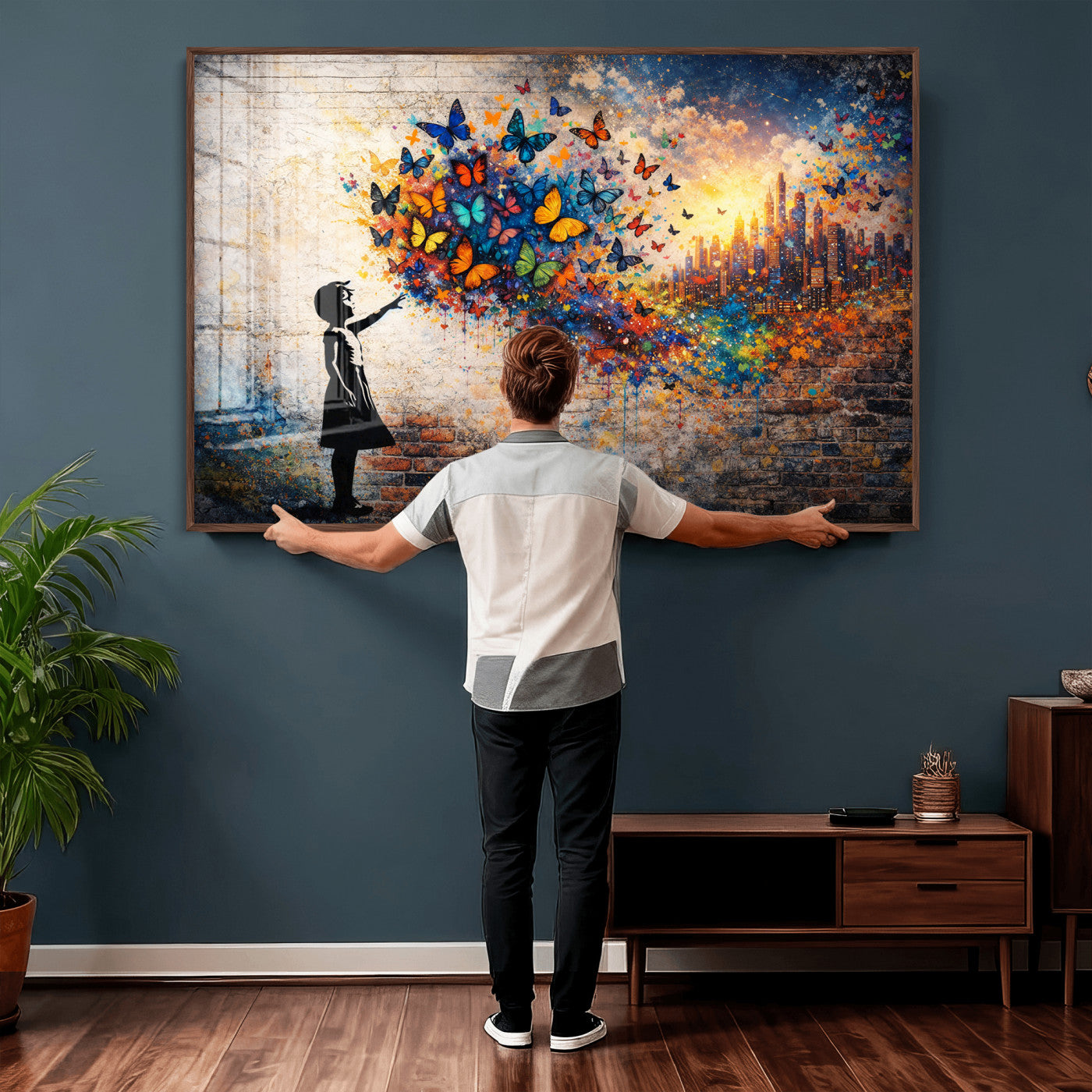 21540821-MGV-CV-36X24 - Banksy Girl Wall Art Canvas Print for Living Room Decor