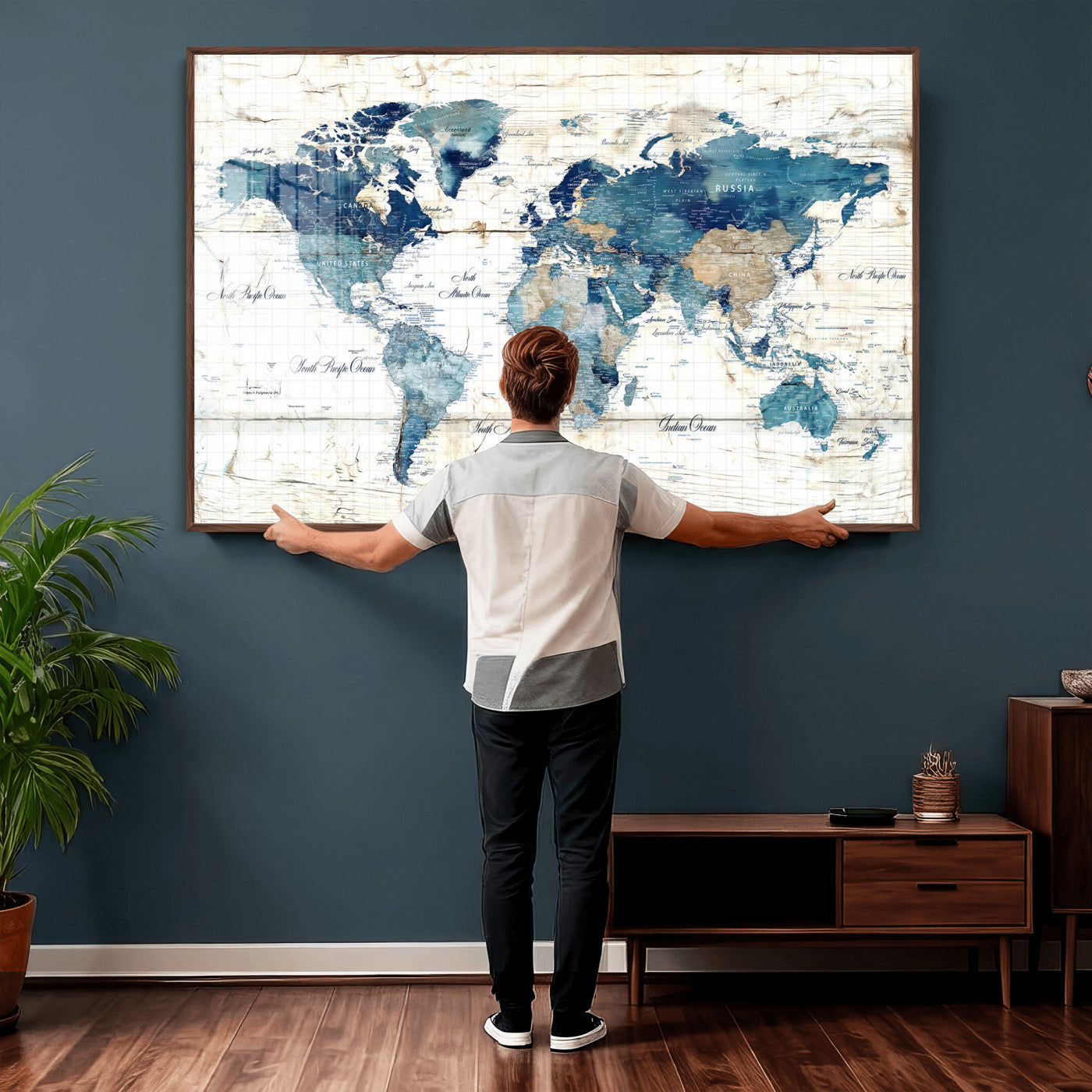 86799232-MGV-CV-36X24 - Watercolor World Map Canvas Wall Art Print – Abstract Colorful Travel Wall Decor