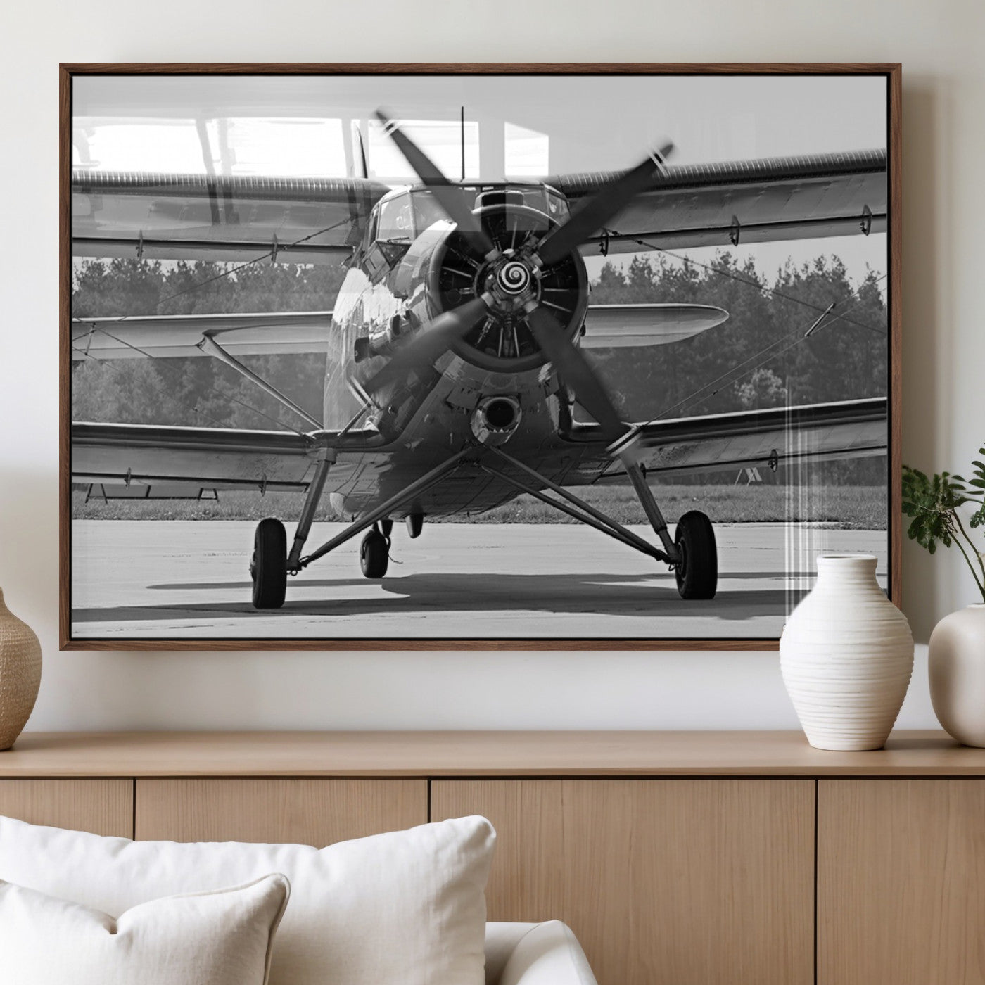 74816-MGV-FP-36X24-3P_Walnut-Wall Art Old War Plane Canvas Print