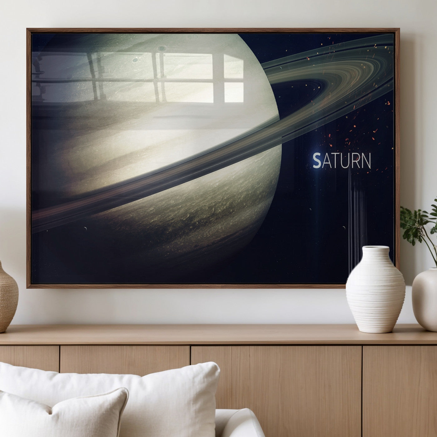 53060-MGV-FP-36X24-3P_Walnut-Framed Saturn Wall Art Canvas Print