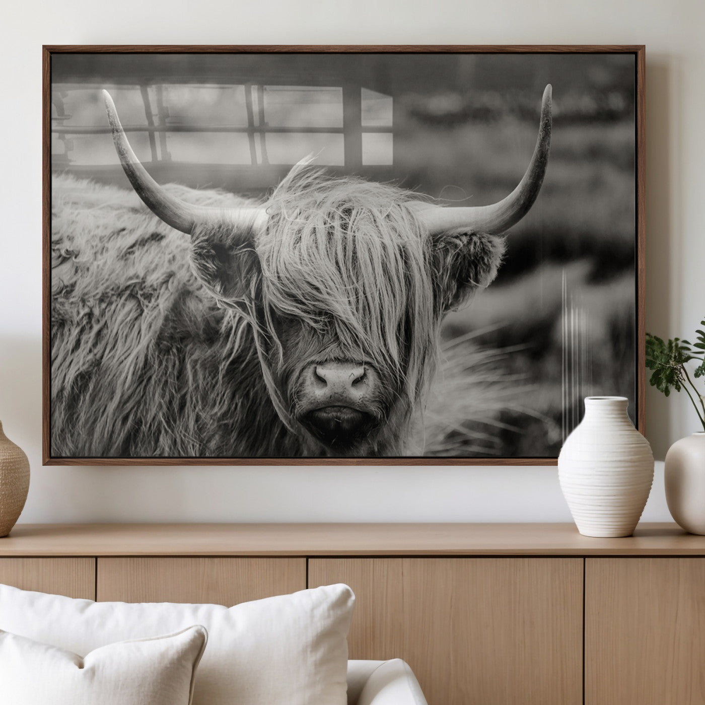 67365-MGV-FP-36X24-3P_Walnut-Cow Focus Canvas Wall Art Print
