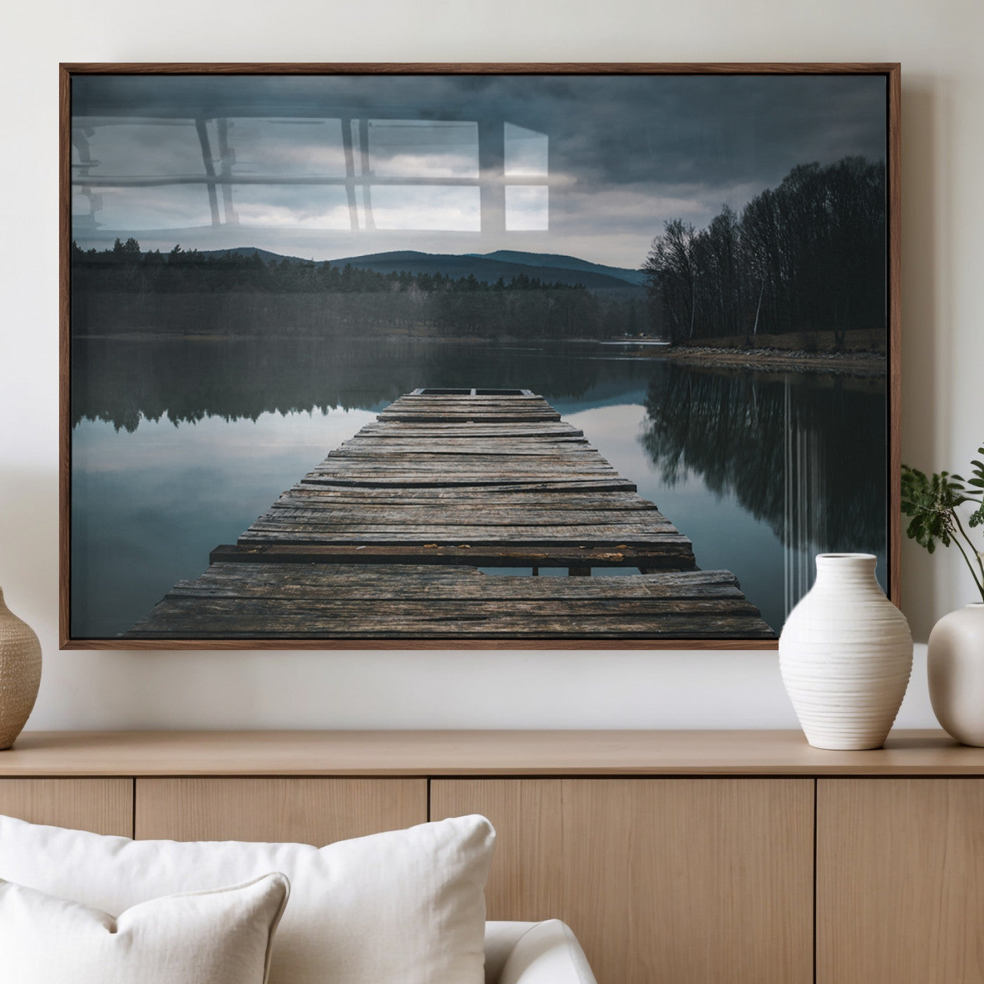 65946-MGV-FP-36X24-3P_Walnut-Wooden Bridge Near Lake Wall Art Canvas Print