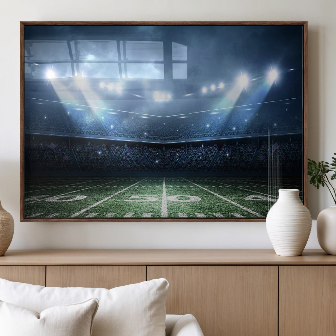 74741-MGV-FP-36X24-3P_Walnut-American Football Stadium Wall Art Canvas, American Football Stadium Canvas Print