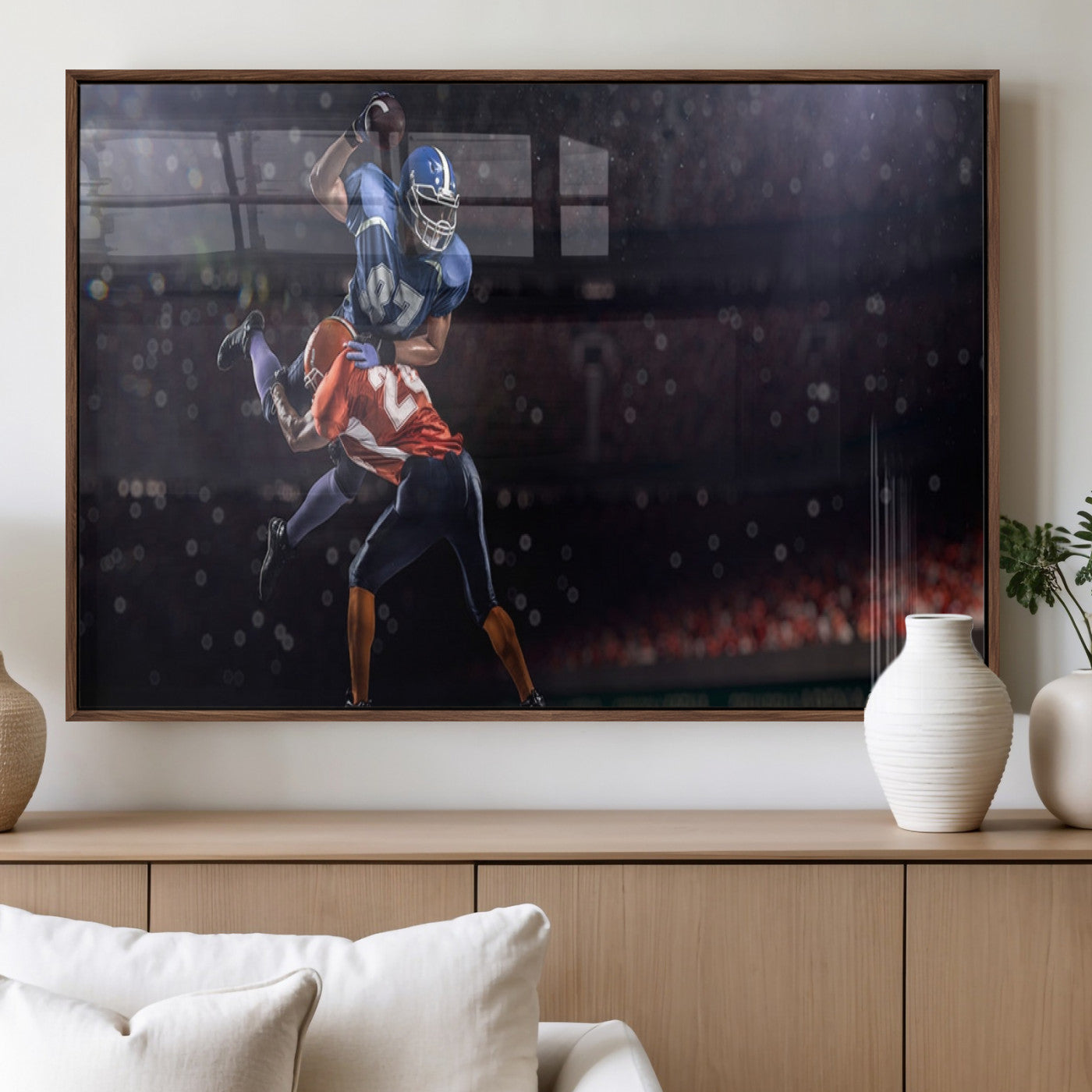 68009-MGV-FP-36X24-3P_Walnut-American Football Wall Art Canvas Print, Stadium Sport Wall Art Print