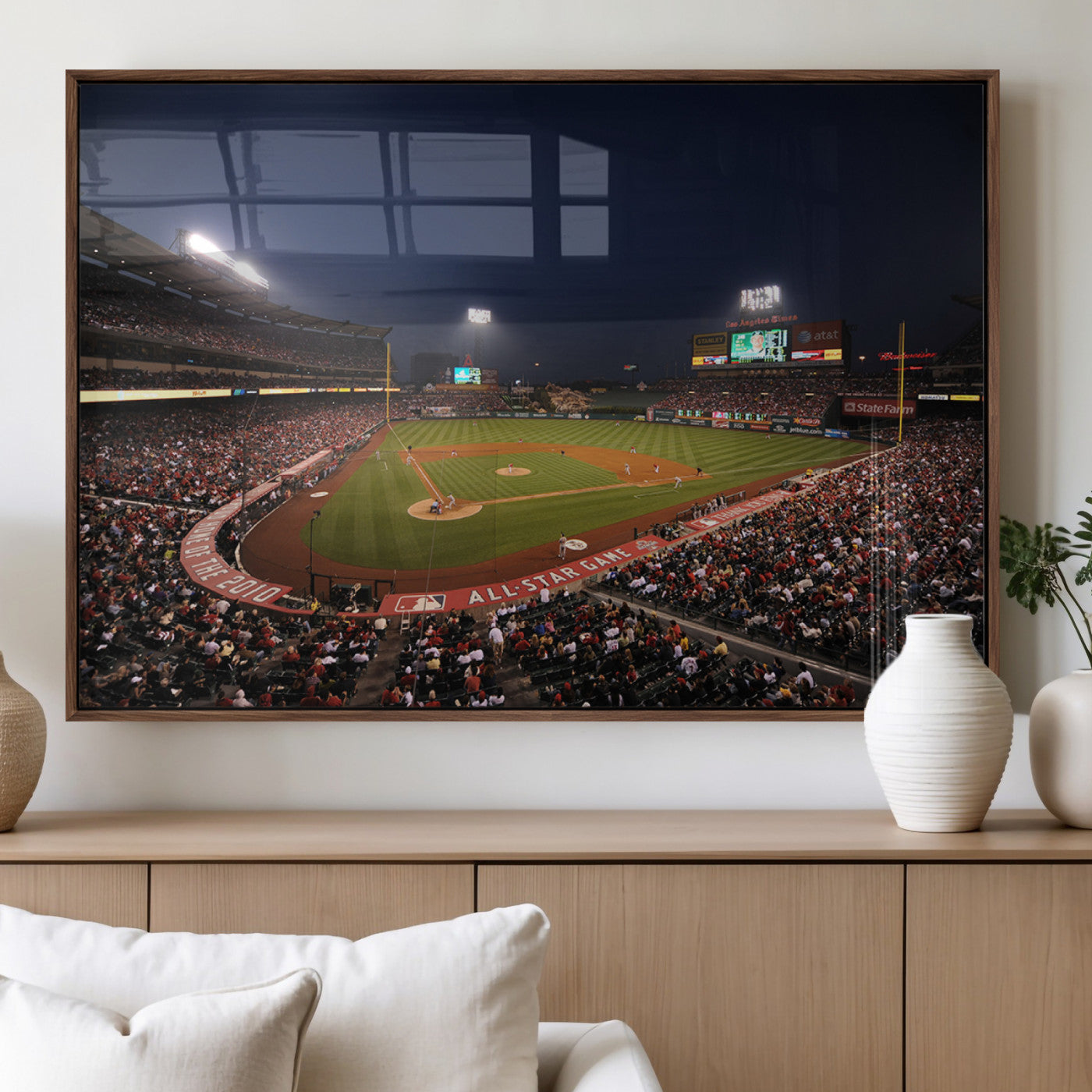88896-MGV-FP-36X24-3P_Walnut-Los Angeles Angels Baseball Team Print - Anaheim Angel Stadium Wall Art Canvas Print