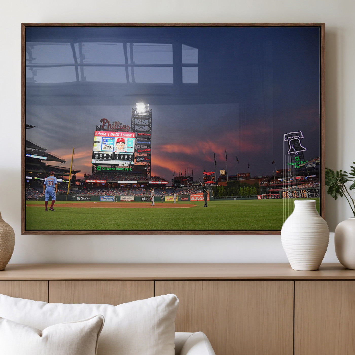 22594-MGV-FP-36X24-3P_Walnut-Philadelphia Phillies Baseball Print - Philadelphia Citizens Bank Park Stadium Wall Art, Phillies