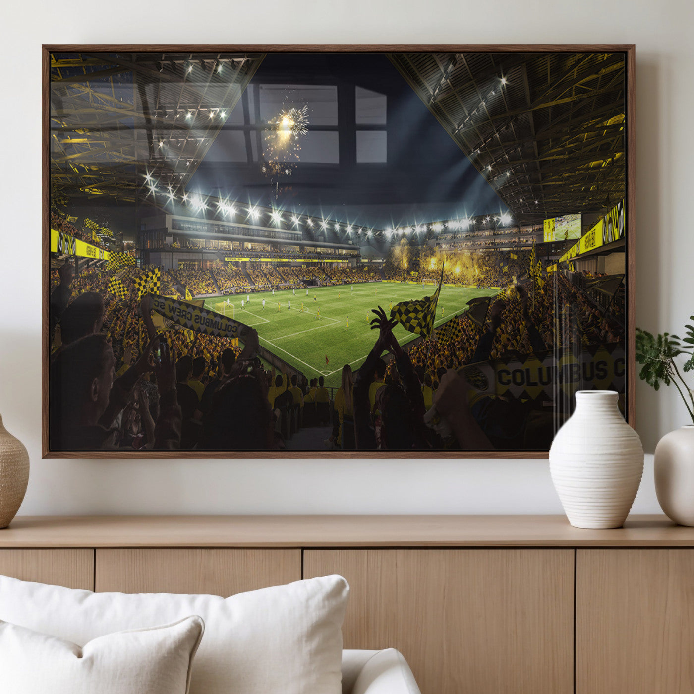 51122-MGV-FP-36X24-3P_Walnut-Columbus Crew Soccer Team Print - Columbus Crew Stadium Wall Art Canvas Print
