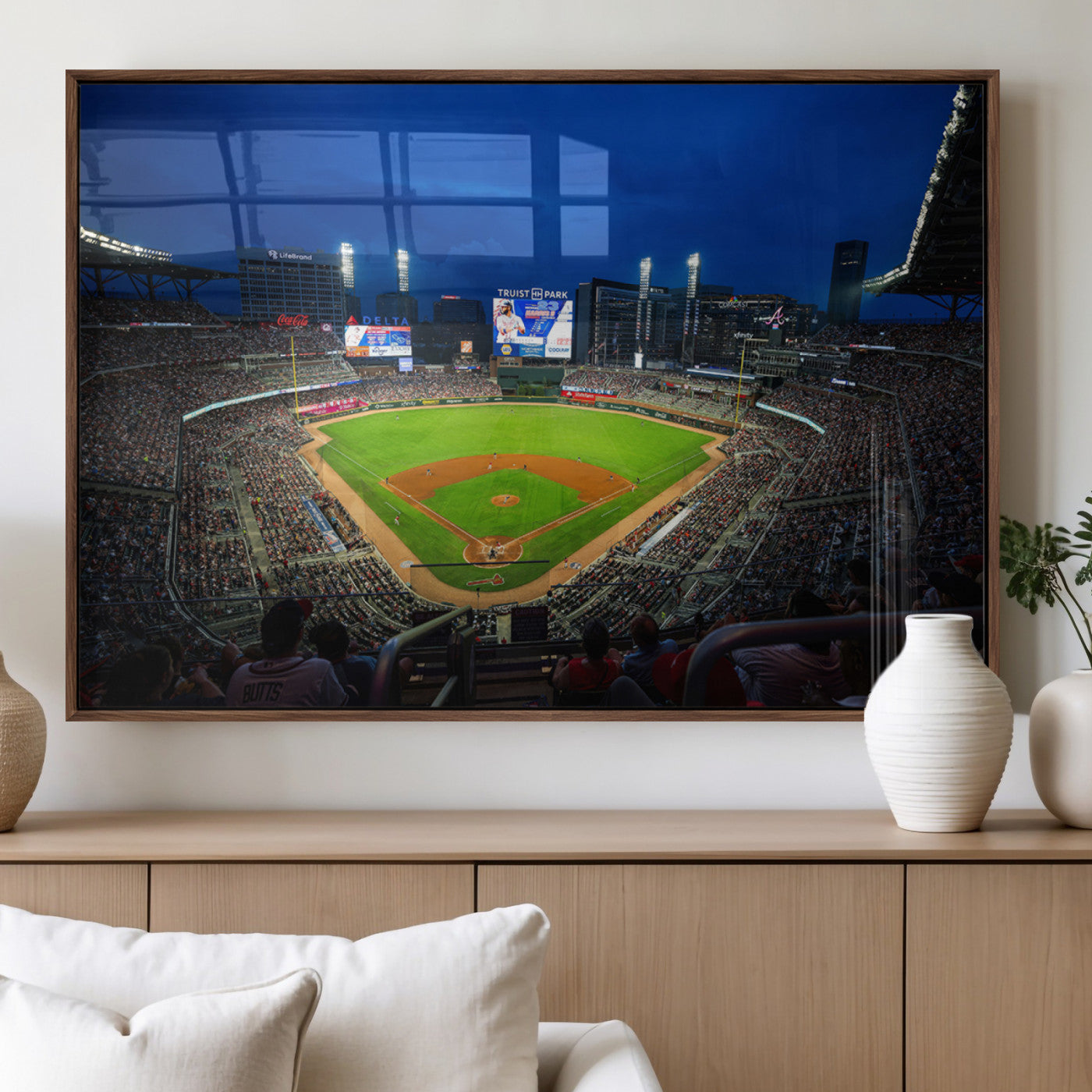 88590-MGV-FP-36X24-3P_Walnut-Truist Park Night Game Canvas Art - Atlanta Braves Stadium Wall Art Canvas