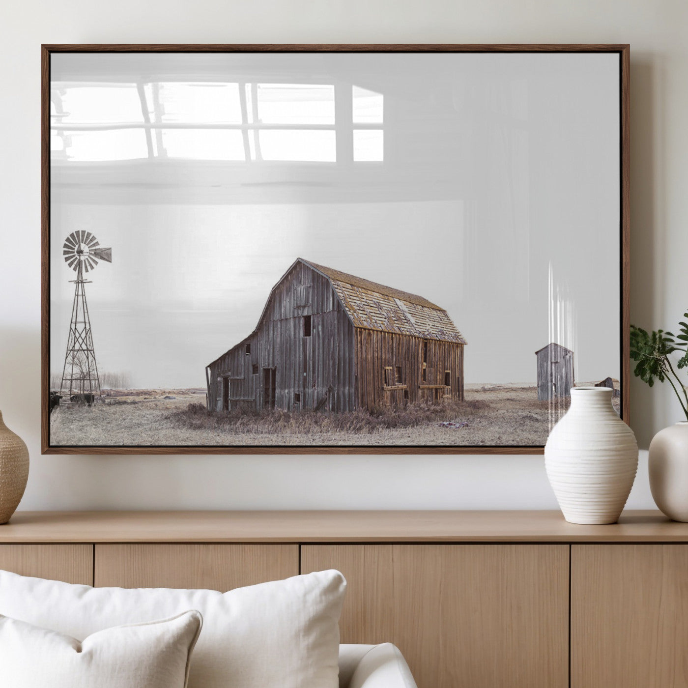 64560-MGV-FP-36X24-3P_Walnut-Farm Prints Set, Set of 6 Farmhouse Wall Art, Country House Decor