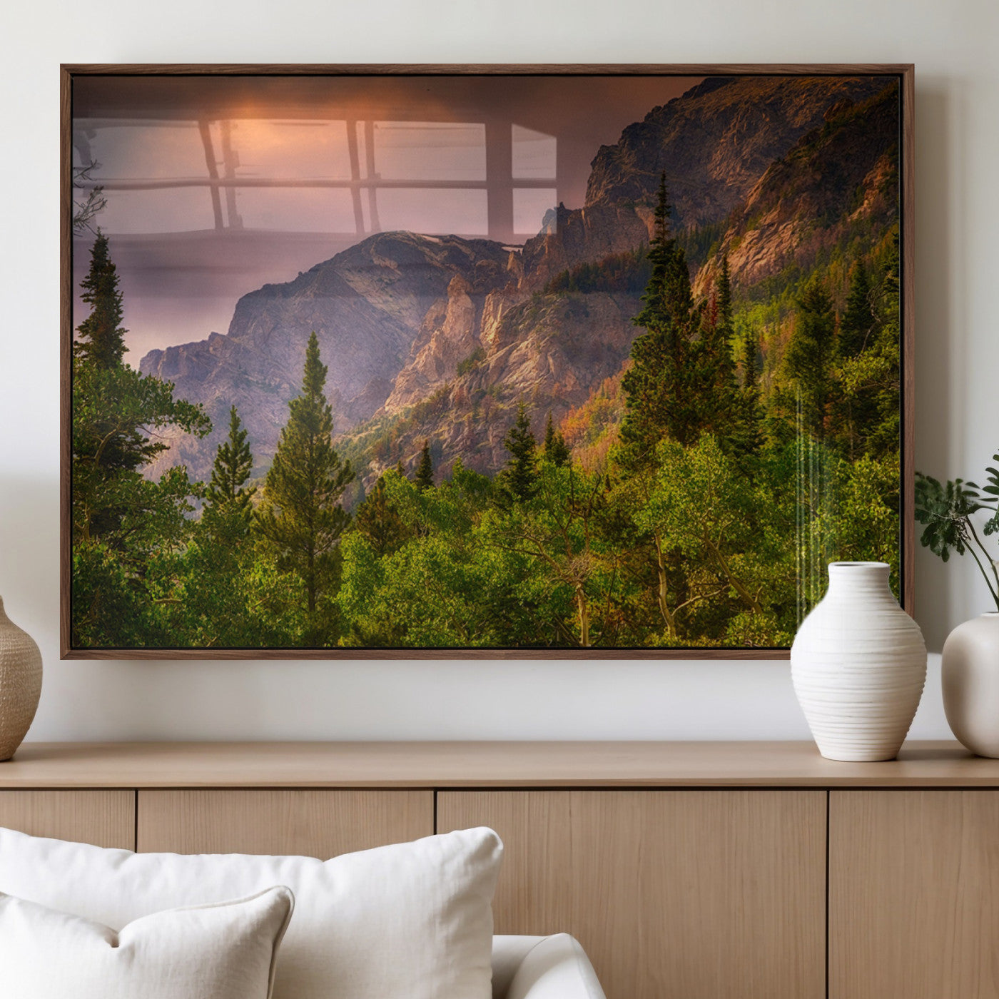 81684-MGV-FP-36X24-3P_Walnut-Colorado Rockies Mountains Wall Art Canvas Print | Ready to Hang Framed Mountain Landscape