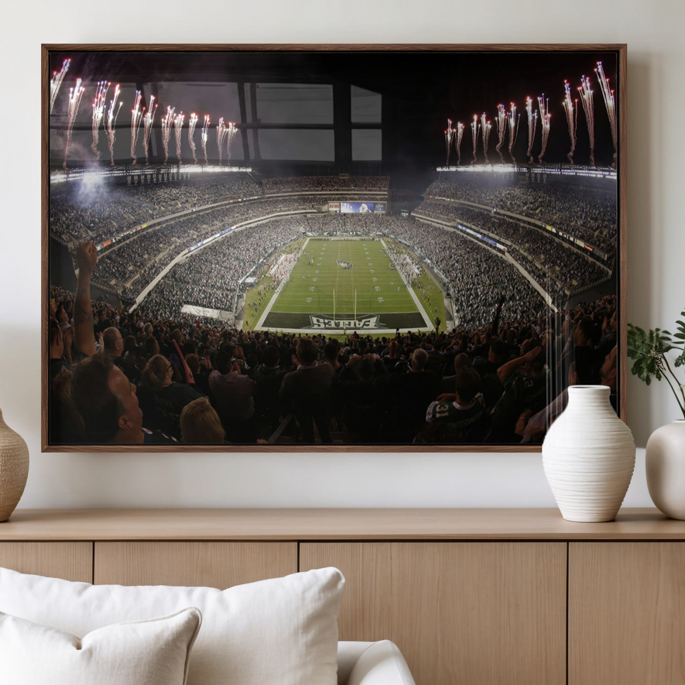 70773-MGV-FP-36X24-3P_Walnut-Eagles Field Stadium Wall Art - Philadelphia Eagles Football Team Print - Philadelphia Lincoln