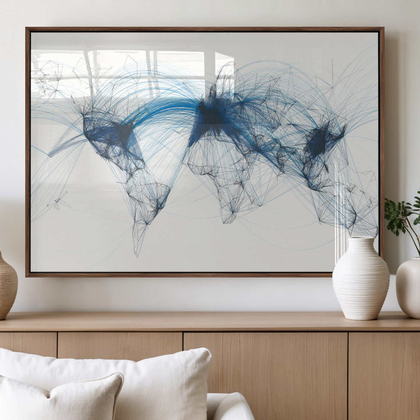 33145-MGV-FP-36X24-3P_Walnut-Push Pin World Map Canvas Print – Travel Tracker Wall Art for Couples, Perfect Anniversary Gift for Home or Office Decor