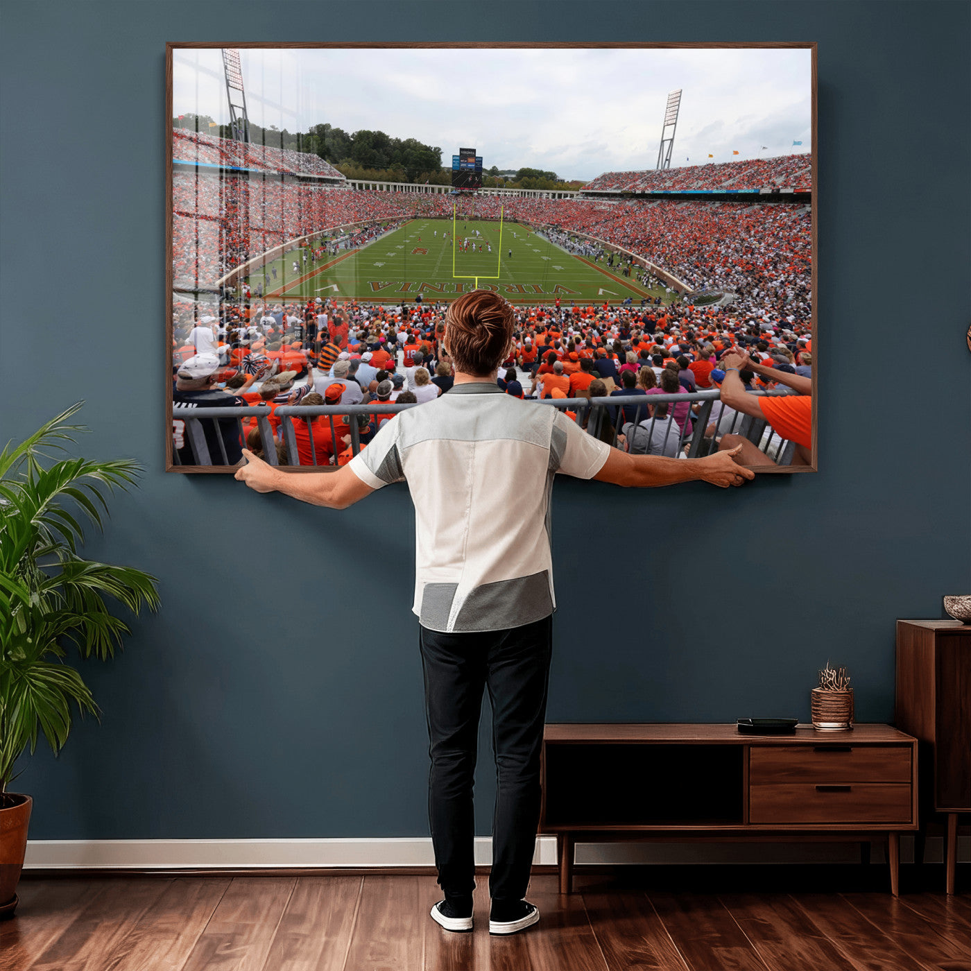 63606-MGV-CV-36X24 - Virginia Cavaliers Football Team Print - Charlottesville Scott Stadium Print Wall Art Canvas