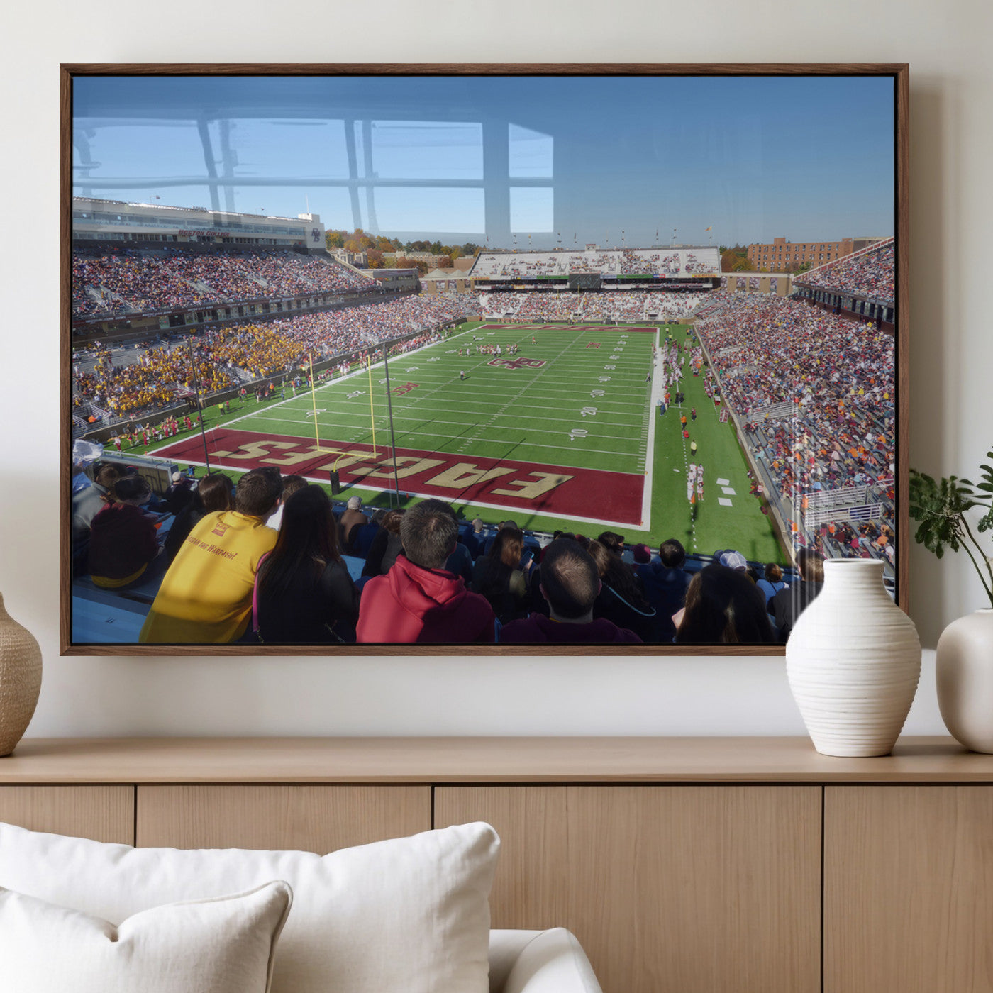 78117-MGV-FP-36X24-3P_Walnut-Boston College Eagles Football Team Print - Boston Alumni Stadium Wall Art Canvas Print