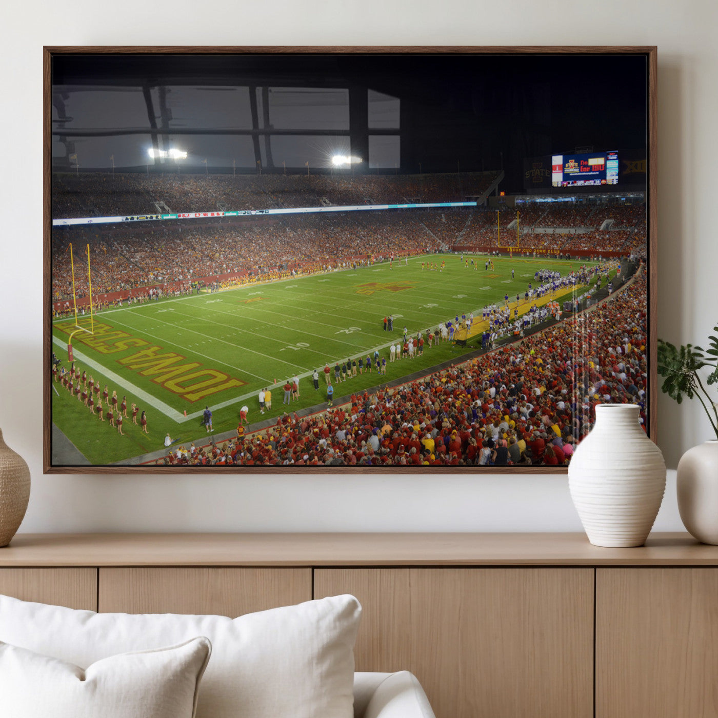 27211-MGV-FP-36X24-3P_Walnut-Iowa State University Cyclones Football Team Print - Ames Jack Trice Stadium Canvas Print