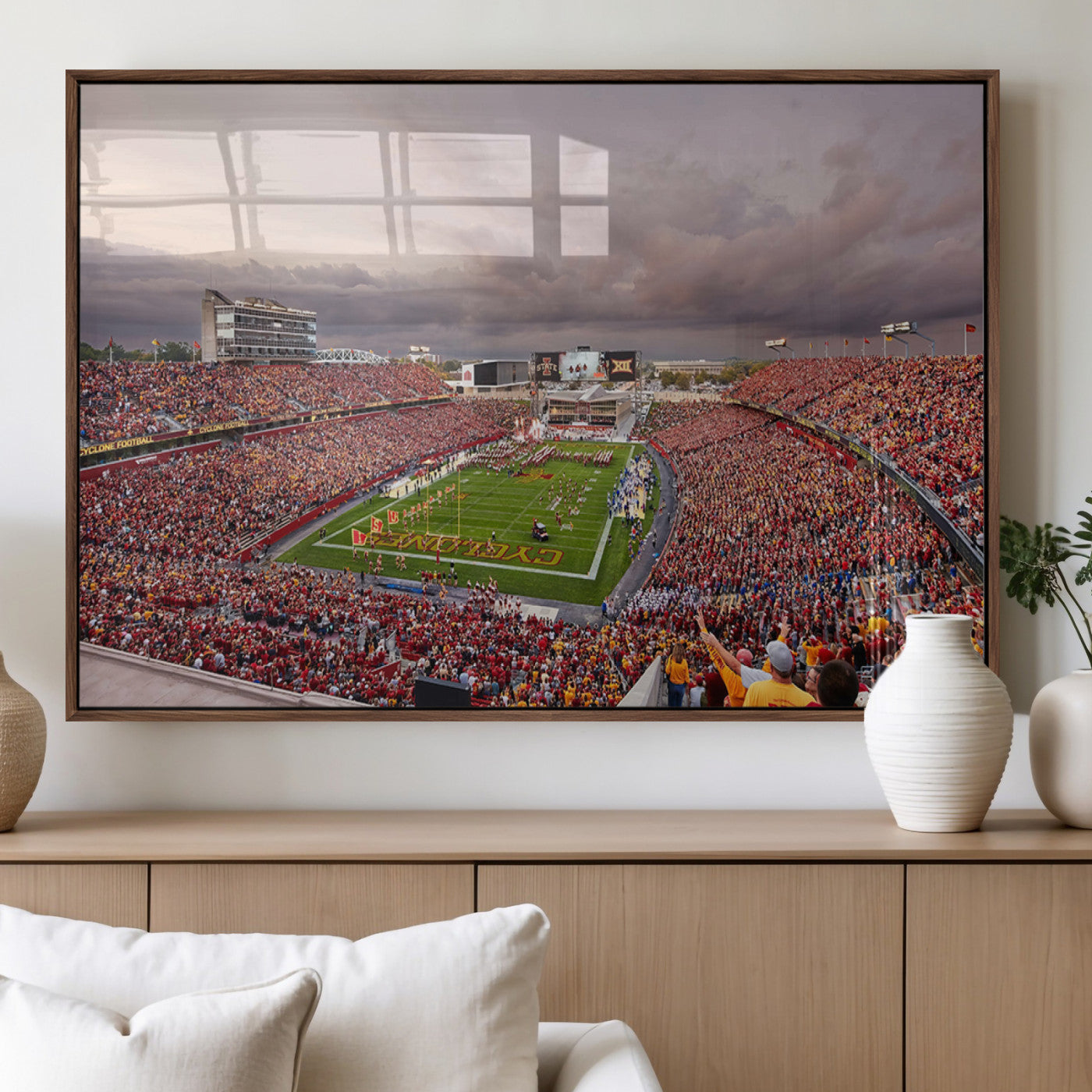 50373-MGV-FP-36X24-3P_Walnut-Iowa State University Cyclones Football Team Print - Ames Jack Trice Stadium Wall Art Canvas Print