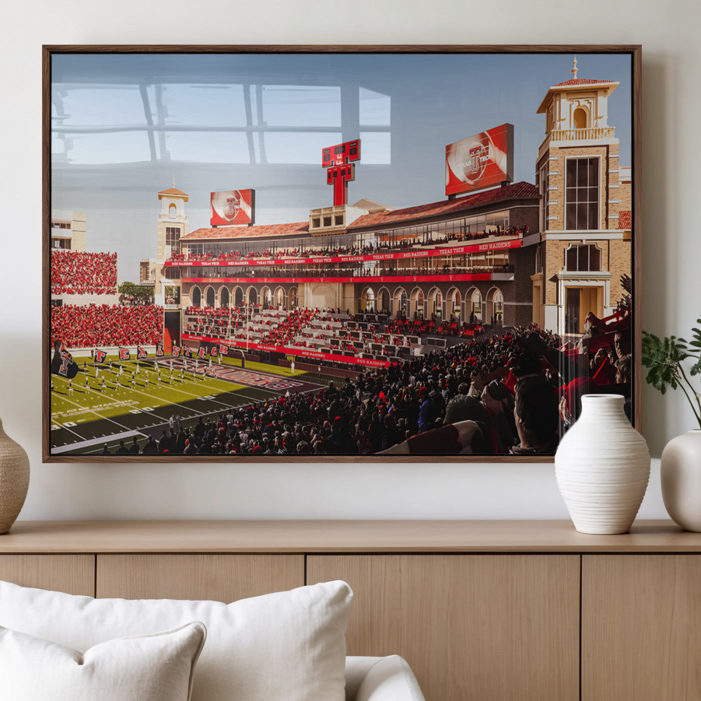 89744-MGV-FP-36X24-3P_Walnut-Jones AT&T Stadium Texas Tech Red Raiders Wall Art | Large Att Stadium Canvas Print | College