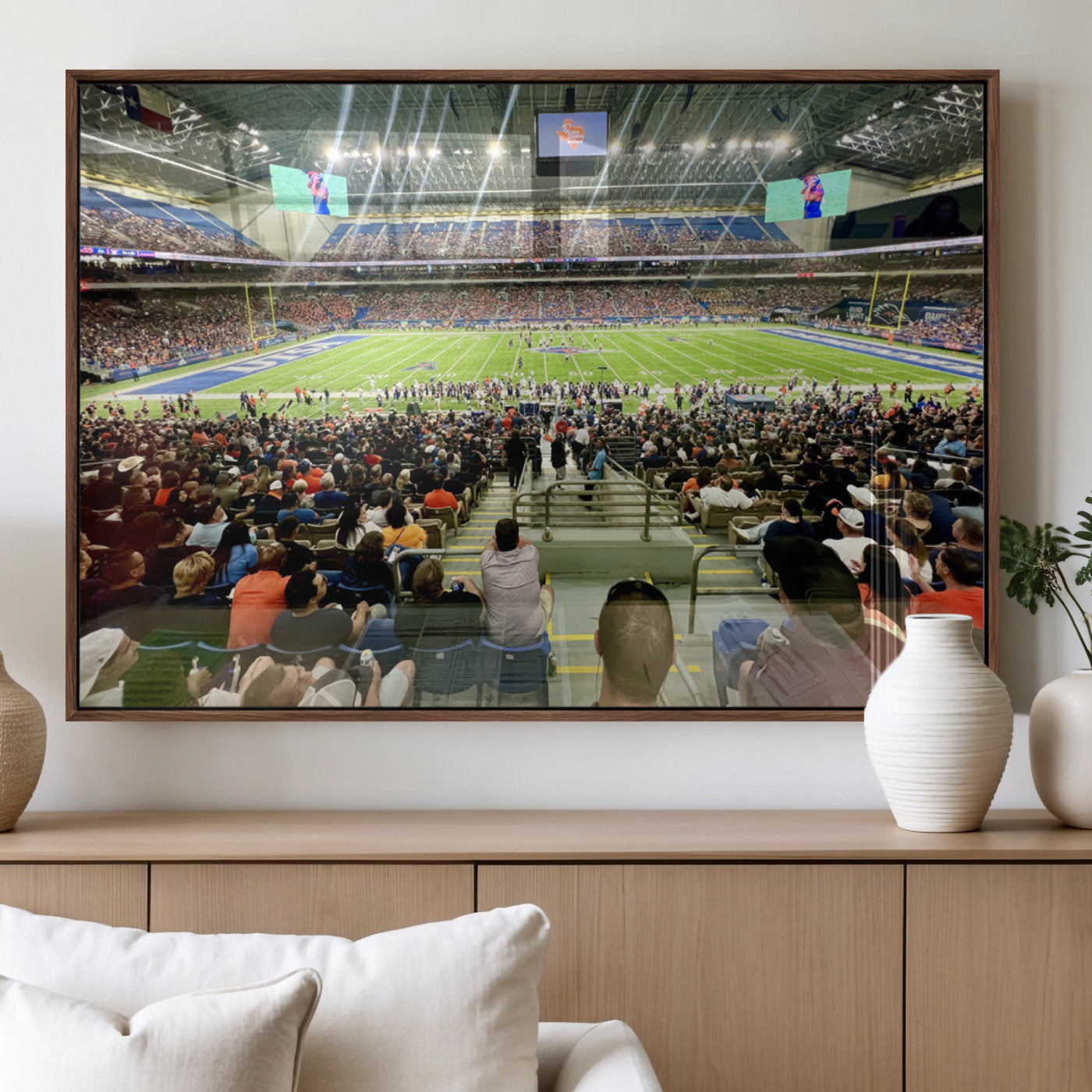 57279-MGV-FP-36X24-3P_Walnut-The University of Texas at San Antonio Roadrunners Football Team Print - San Antonio Alamodome Wall