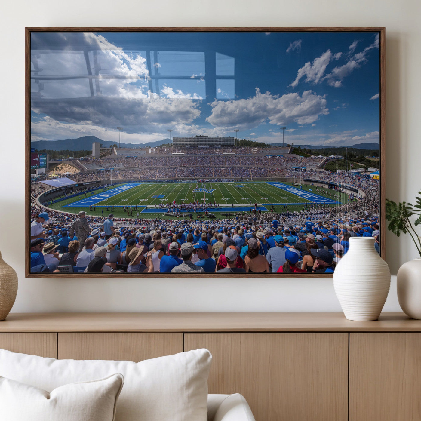 59281-MGV-FP-36X24-3P_Walnut-Air Force Falcons Football Team Print - Colorado Springs Falcon Stadium Wall Art Canvas Print