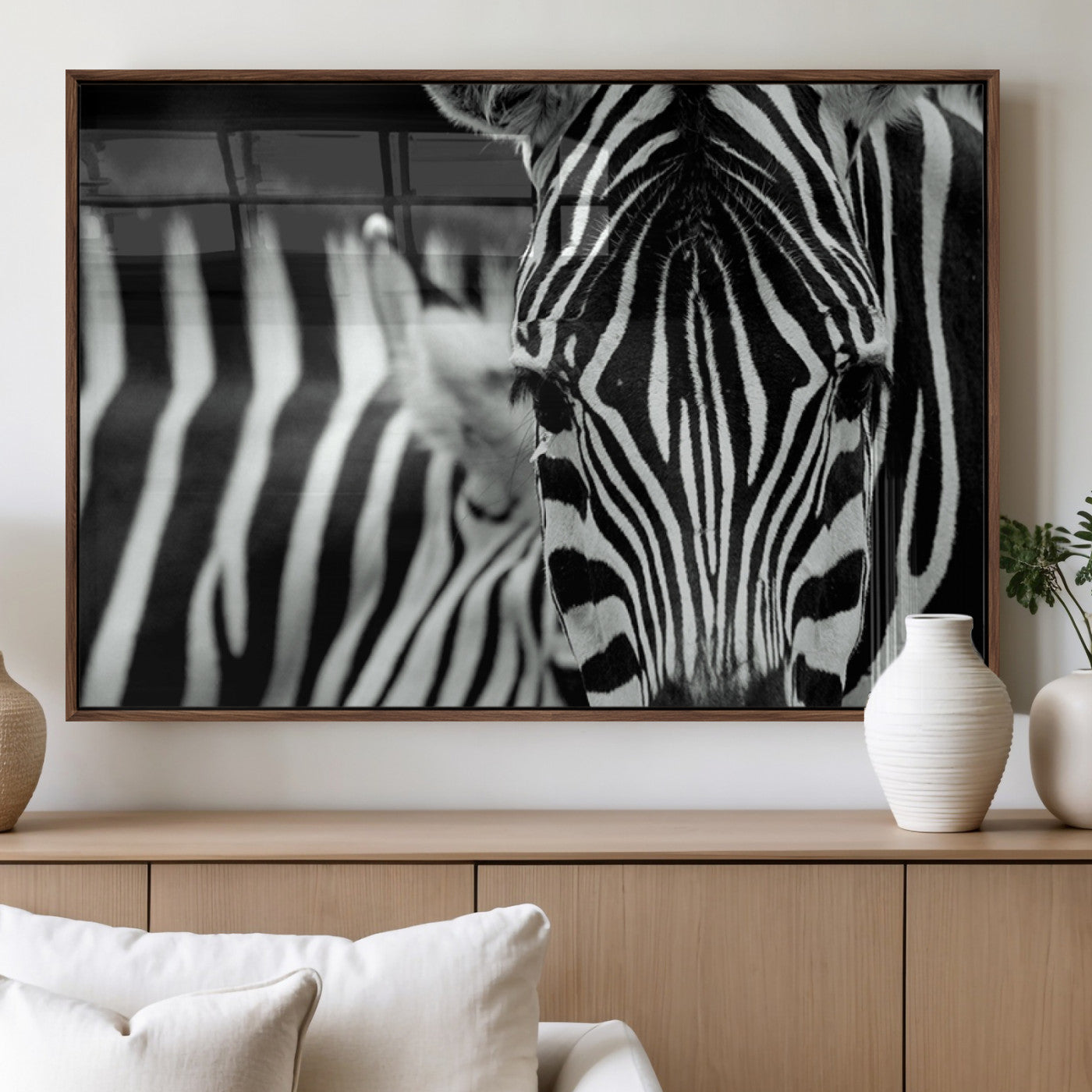 MGV-FP-36X24-3P - Zebra Wall Art – Close Up Black and White Animal Print, Bold Safari Decor for Living Room, Office, or Bedroom