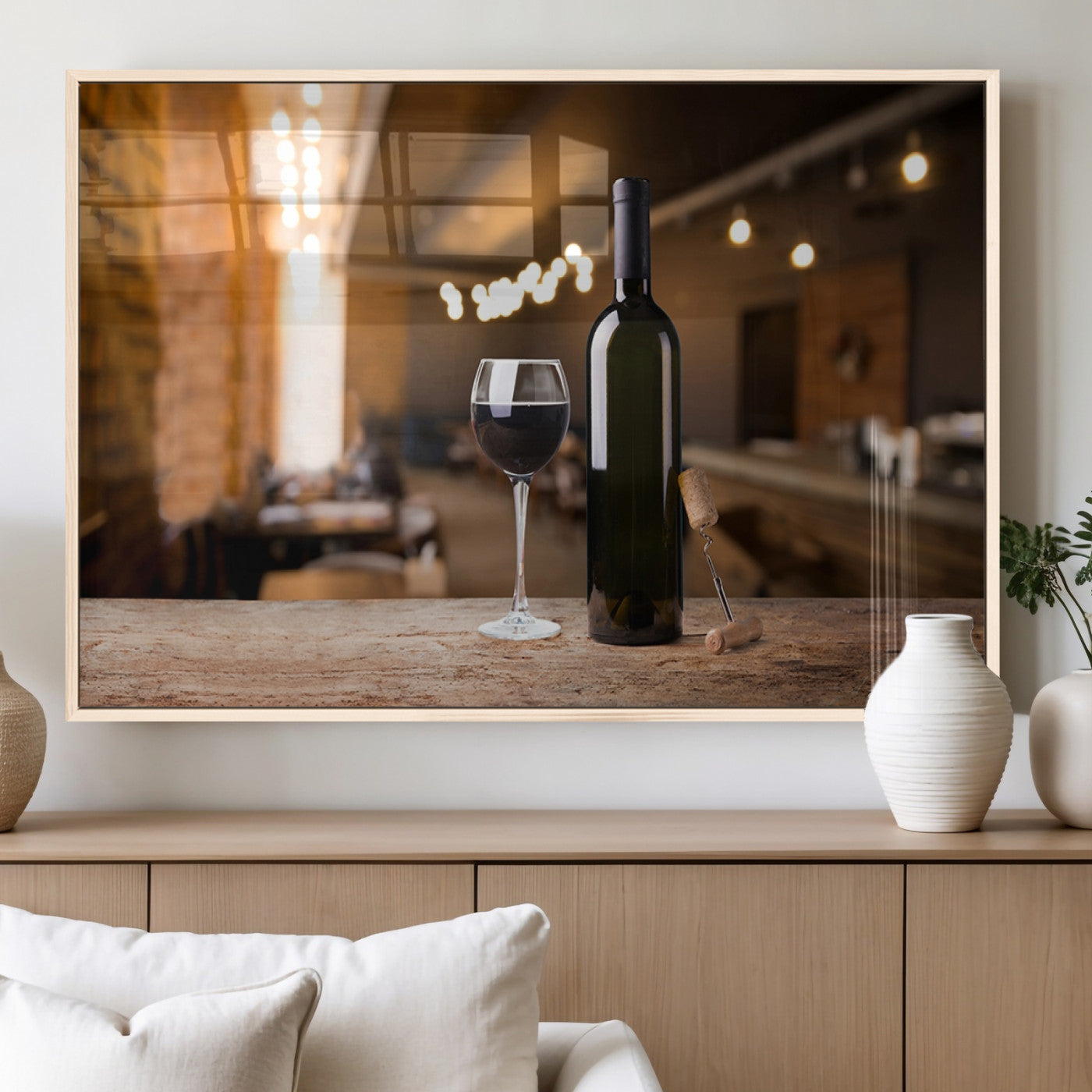 85278-MGV-FP-36X24-3P_Natural-Wine and Bottle Wall Art Canvas Print
