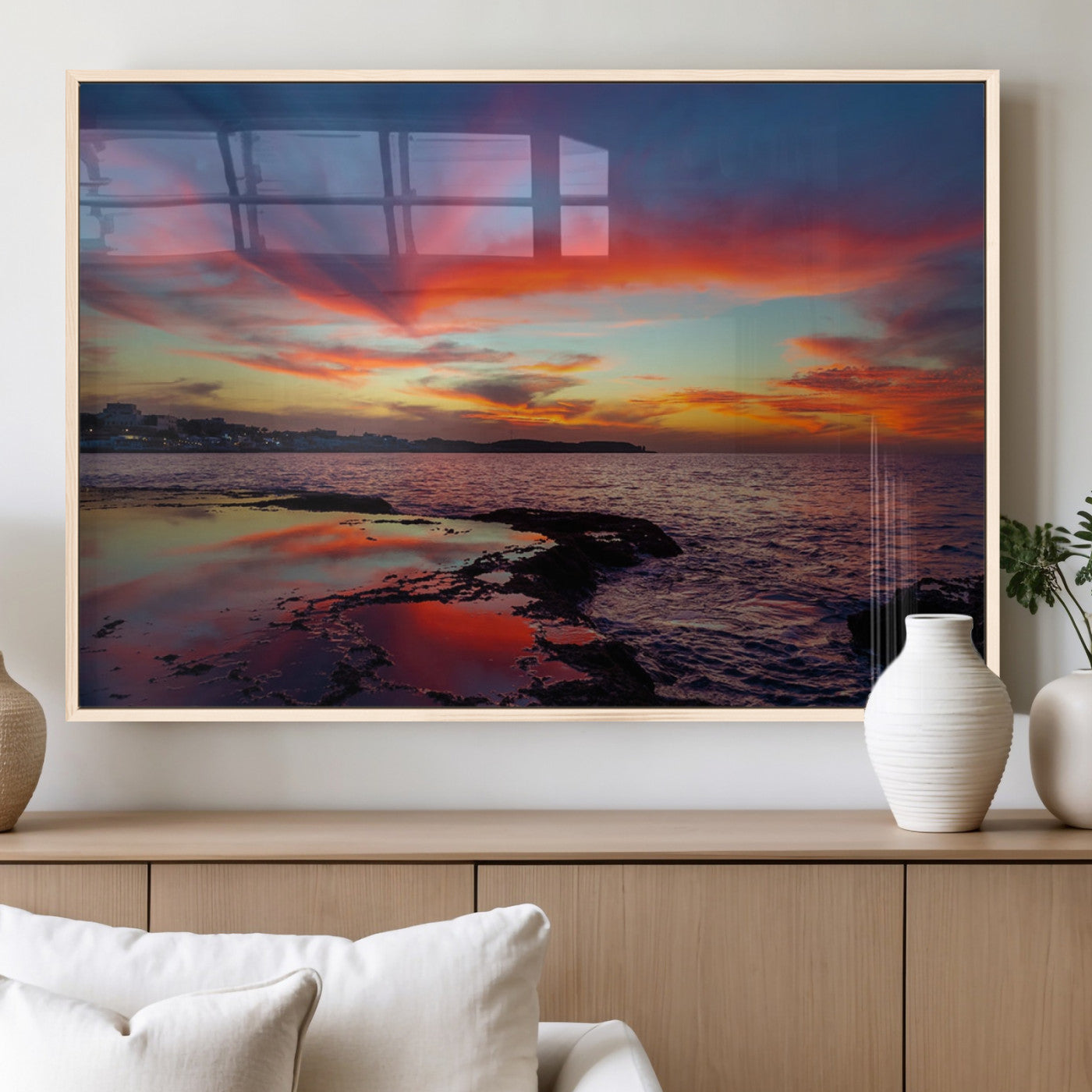 70627-MGV-FP-36X24-3P_Natural-Glorious Sunset on The Beach Wall Art Canvas Print
